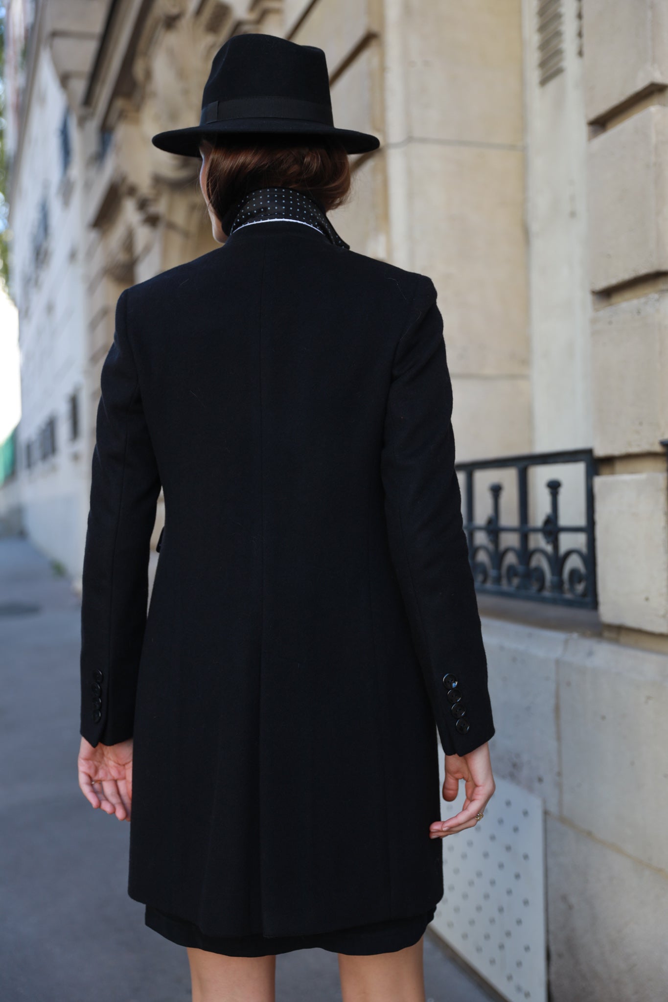 Manteau Jemma redingote en laine et cachemire - Noir-MANTEAU FEMME-Curling-Paris