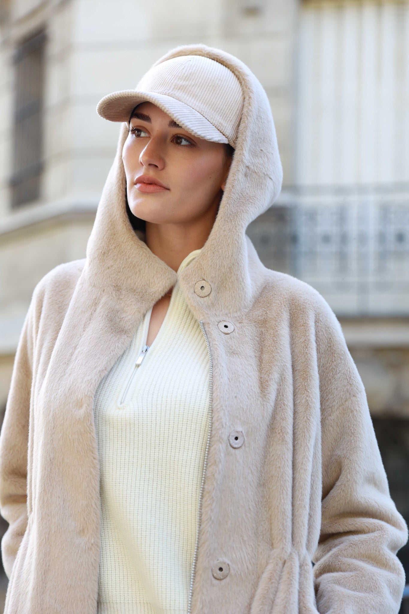 Manteau Leonie en éco fourrure - Gold Beige-MANTEAU FEMME-Curling-Paris