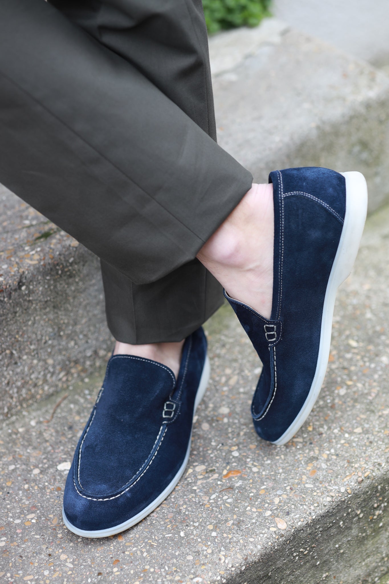 Mocassin en daim Lauren - Marine-CHAUSSURES HOMME-Curling-Paris