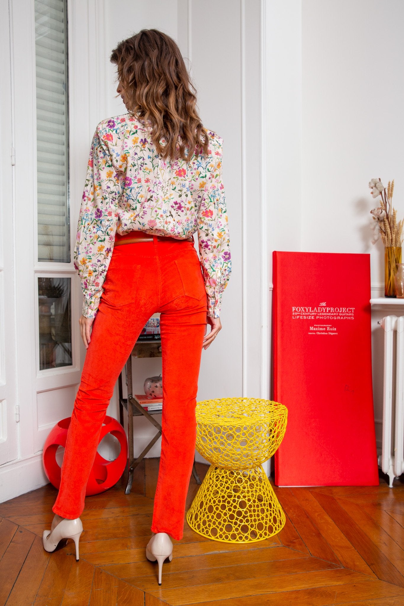 Pantalon Josh en velours milleraies stretch - Orange-PANTALON FEMME-Curling-Paris