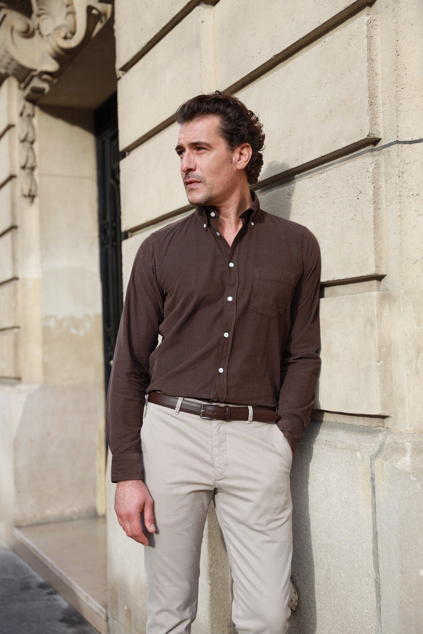 Pantalon Seanfit en coton d'hiver stretch - Beige-PANTALON HOMME-Curling-Paris