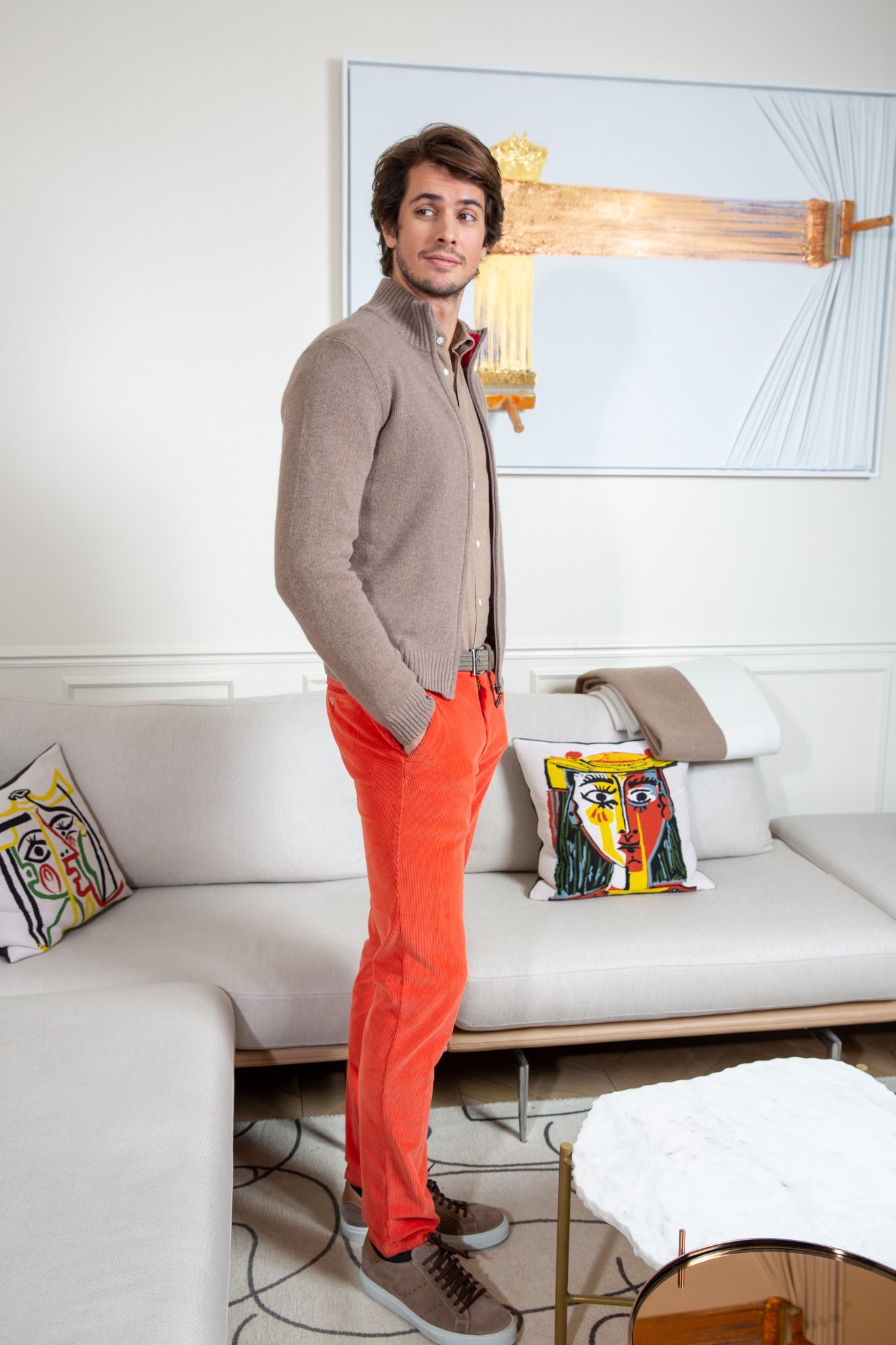 Pantalon Seanfit en velours côtelé - Orange-PANTALON HOMME-Curling-Paris