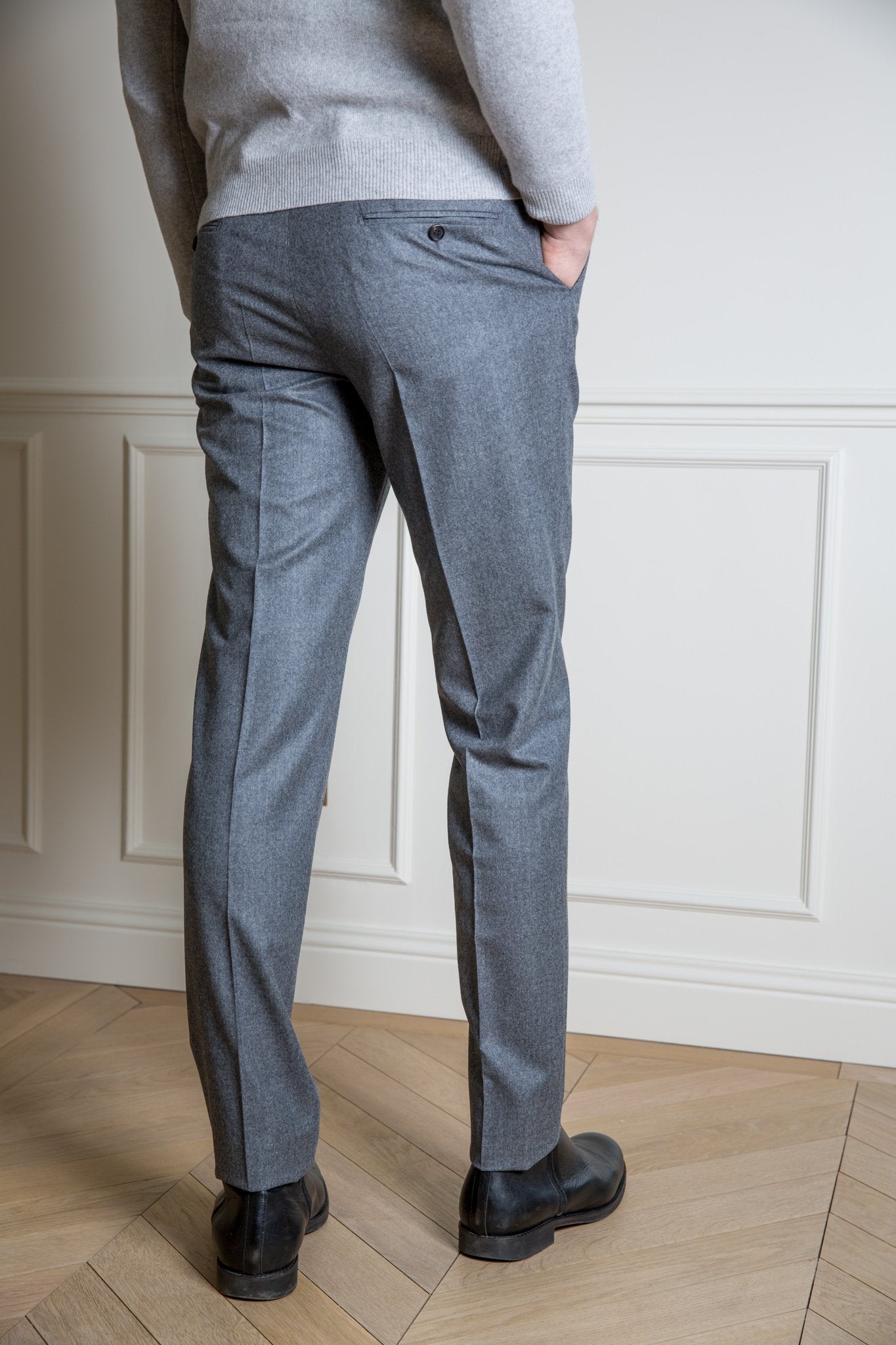 Pantalon Segal en flanelle Super 120'S - Gris Clair-PANTALON HOMME-Curling-Paris