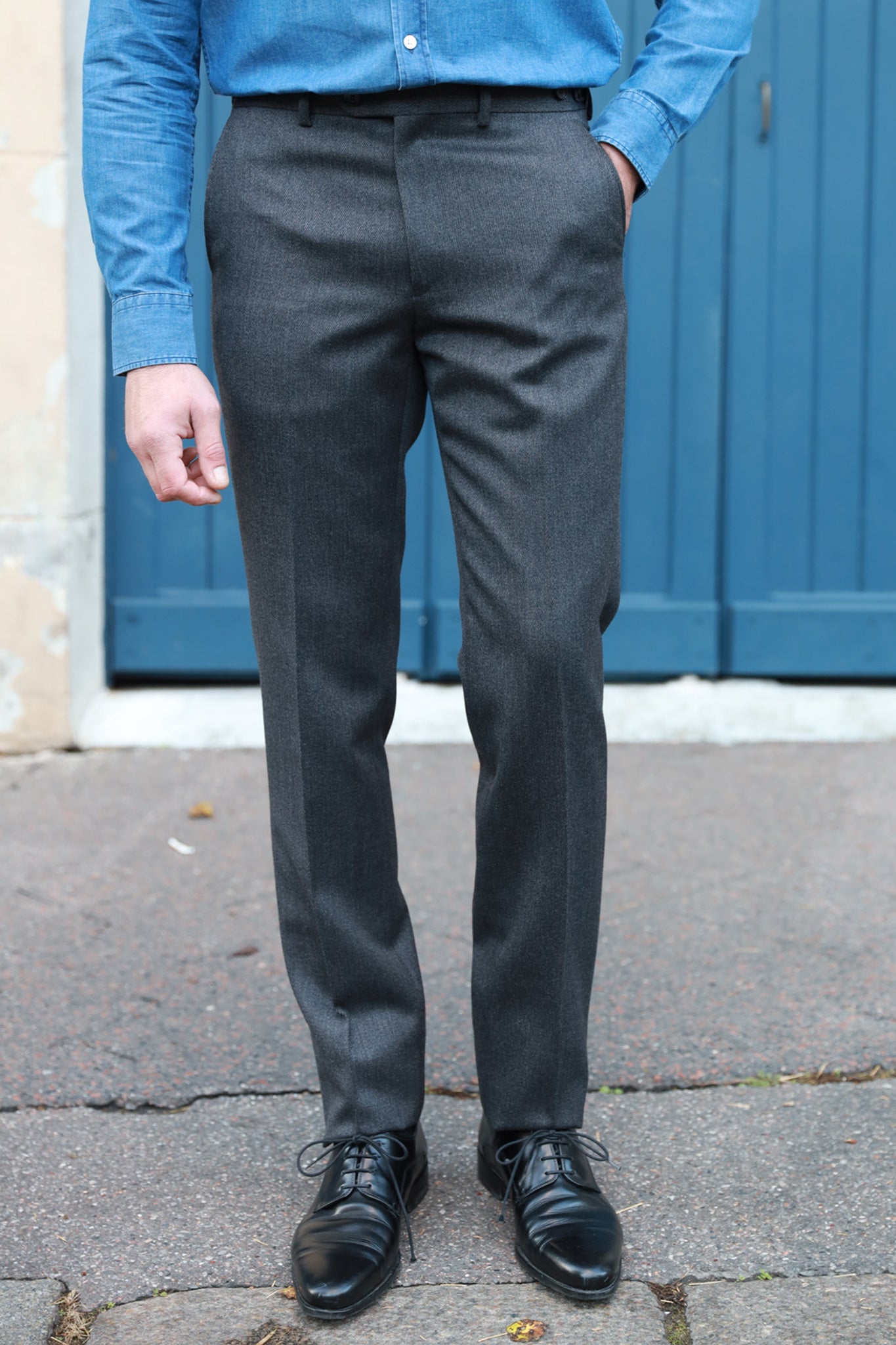 Pantalon Segal en laine whipcord- Anthra-PANTALON HOMME-Curling-Paris