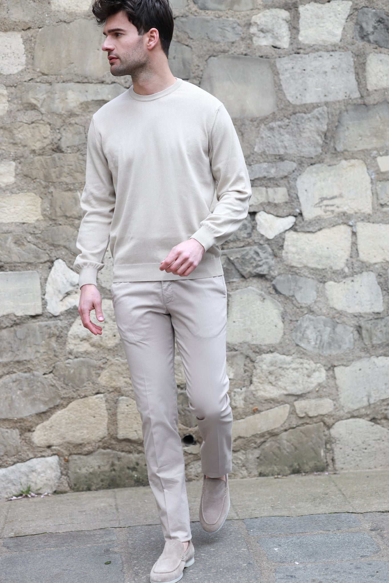 Pantalon d'été Seanfit en coton stretch - Beige-PANTALON HOMME-Curling-Paris