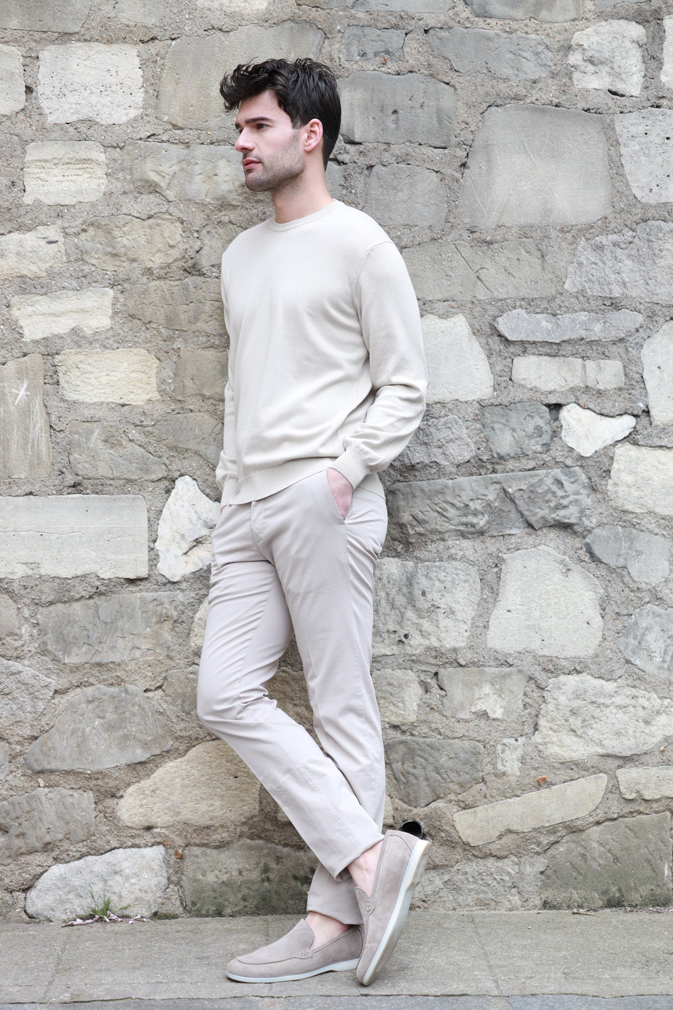 Pantalon d'été Seanfit en coton stretch - Beige-PANTALON HOMME-Curling-Paris