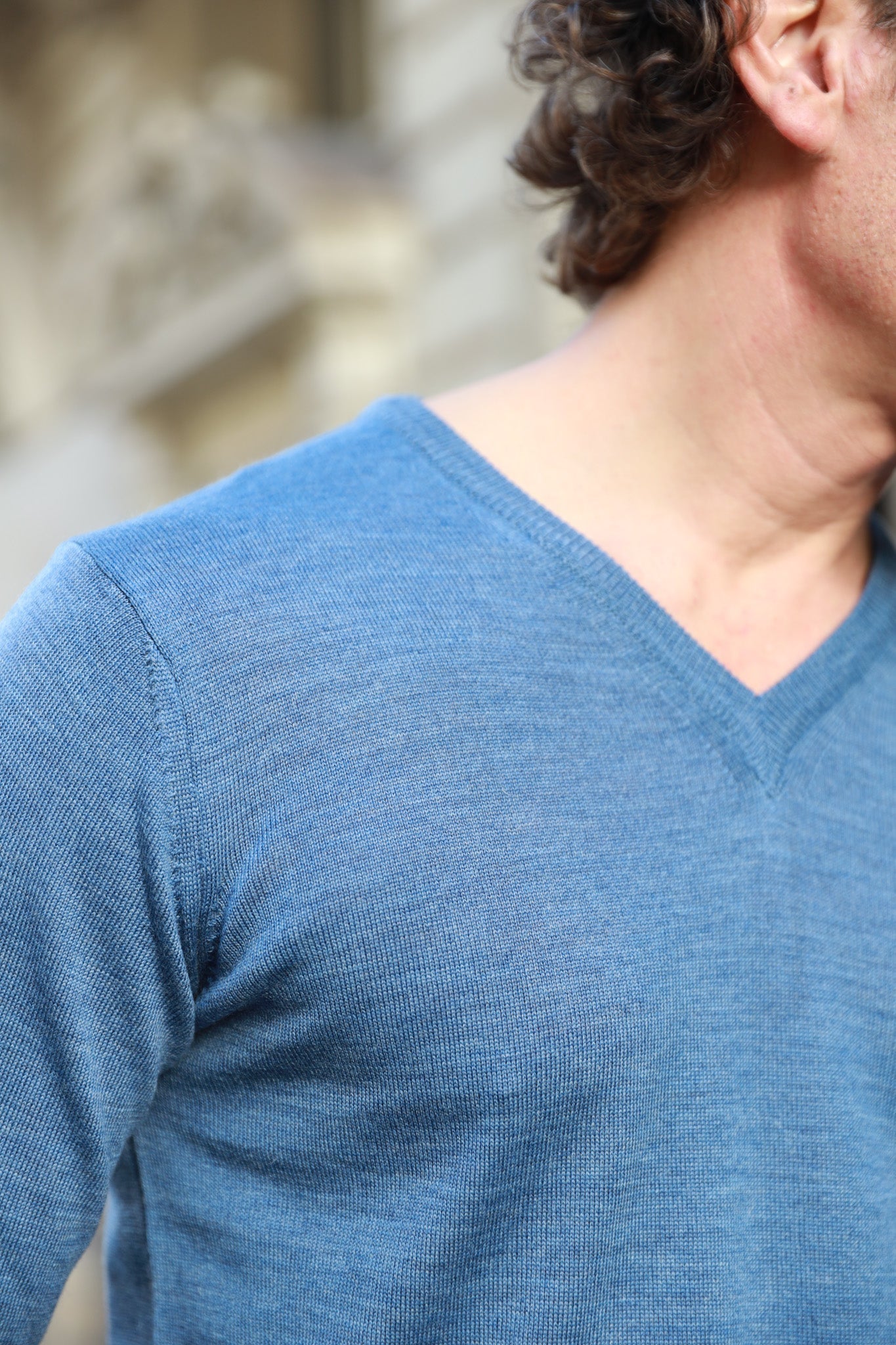 Pull Alban col v en laine mérinos - Jeans-PULL HOMME-Curling-Paris