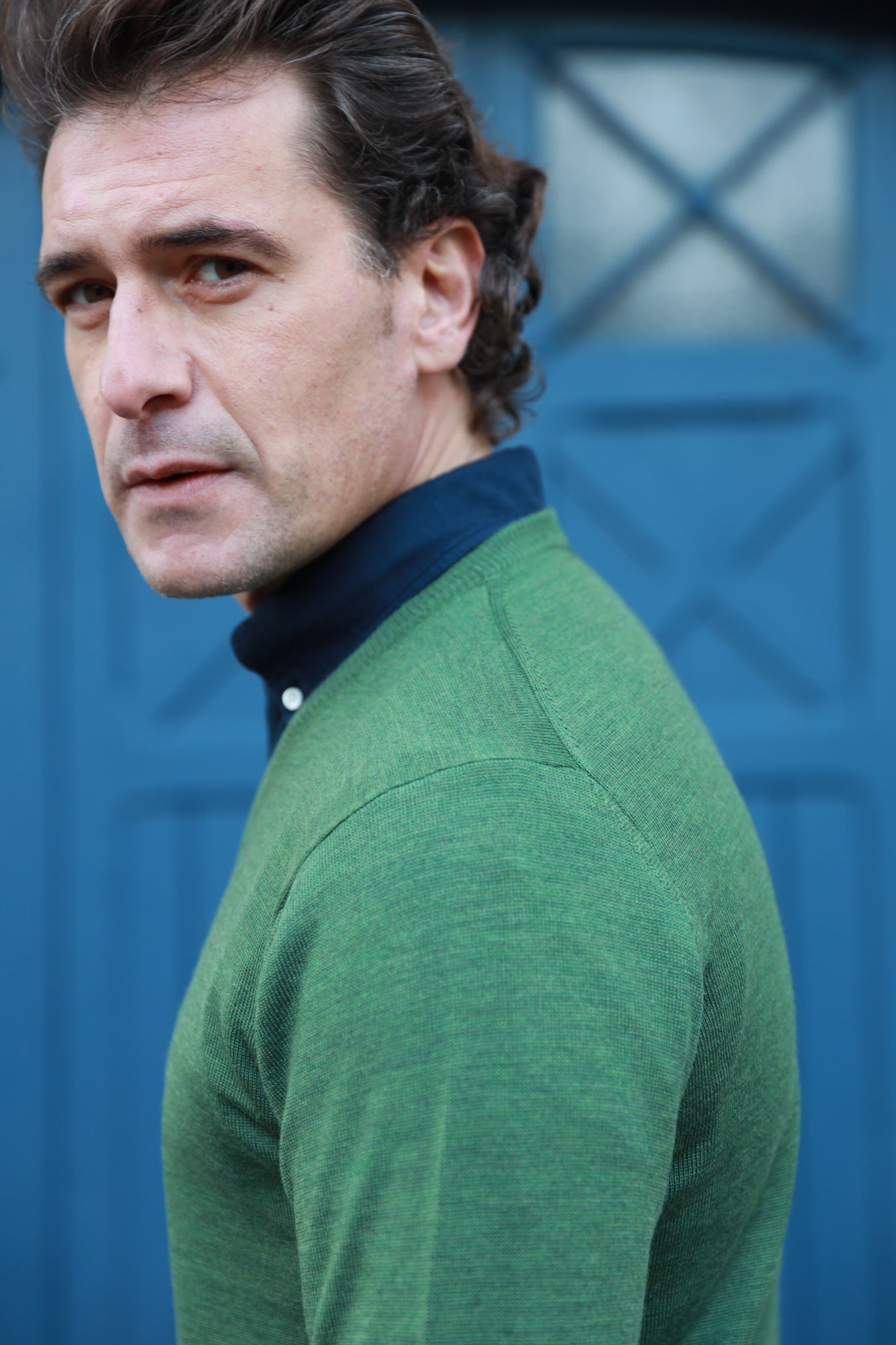 Pull Alban col v en laine mérinos - Vert-PULL HOMME-Curling-Paris