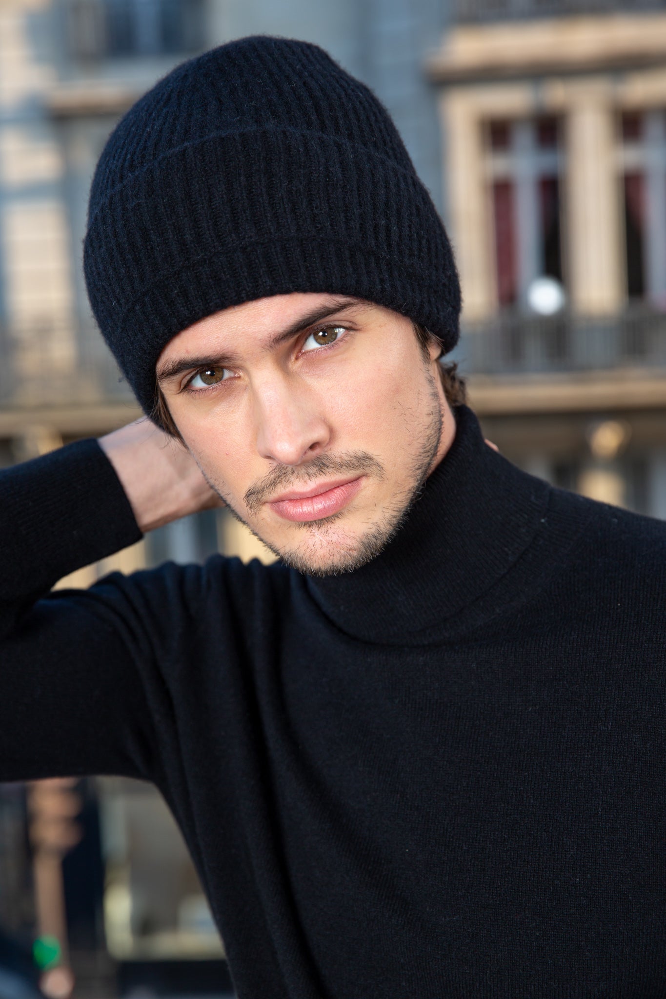 Pull Cachemire Col Roulé - Noir-PULL HOMME-Curling-Paris