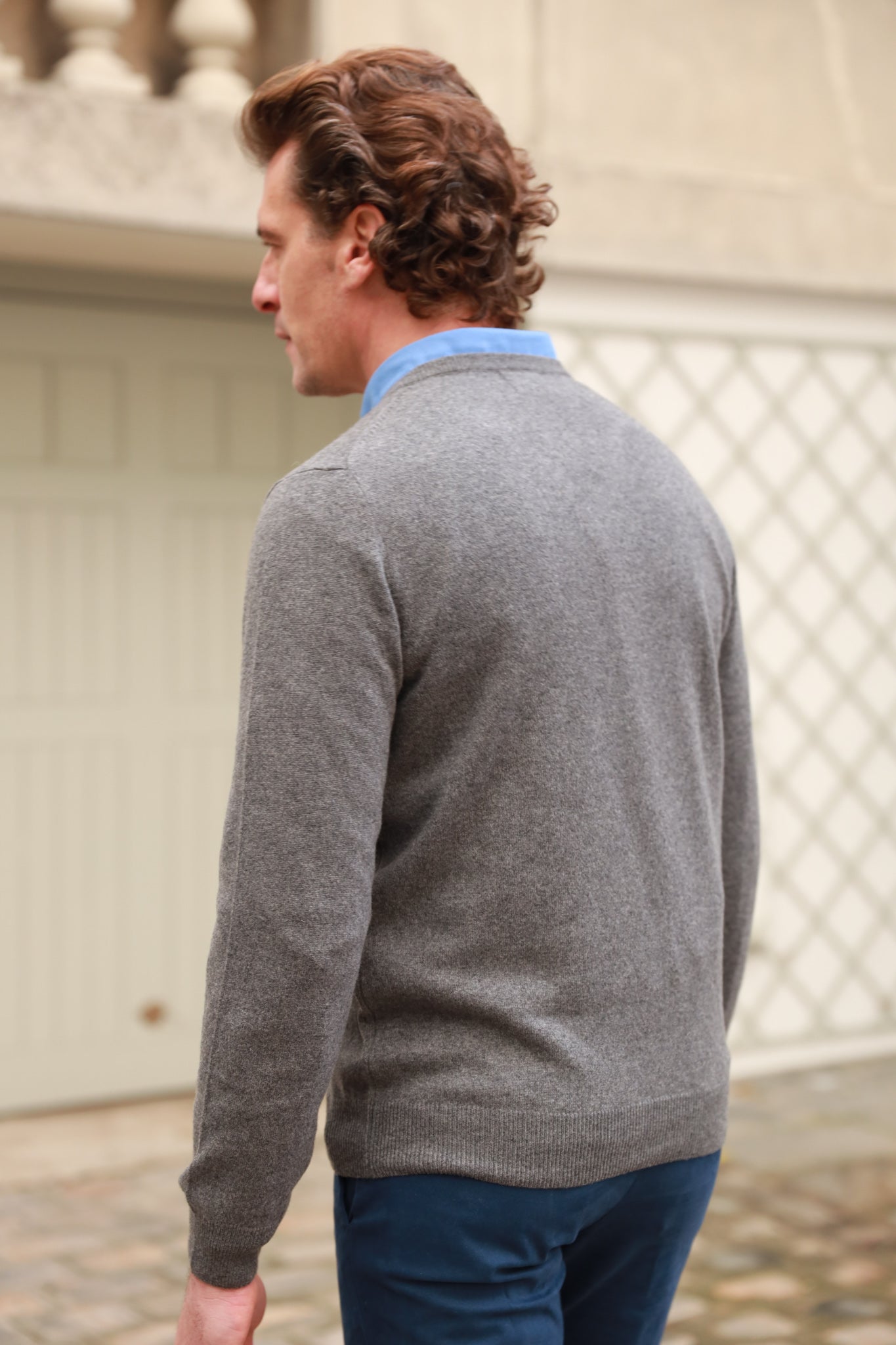 Pull Elijah col v en cachemire - Gris-PULL HOMME-Curling-Paris