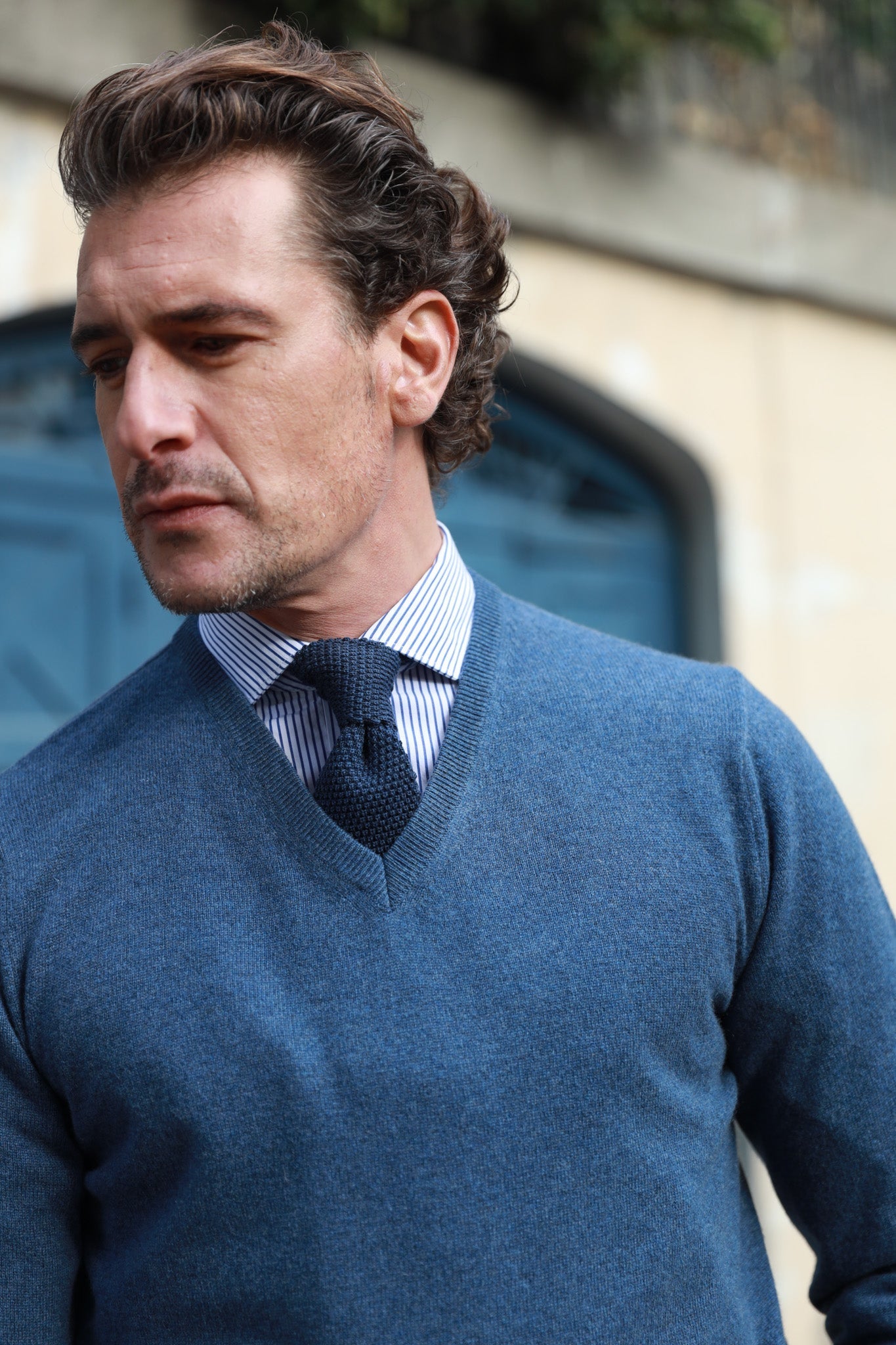 Pull Elijah col v en cachemire - Jeans-PULL HOMME-Curling-Paris