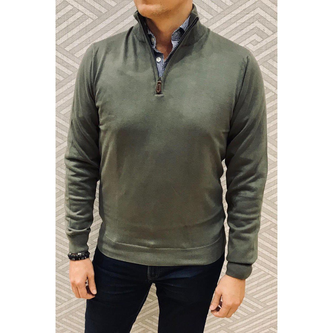 Pull John col zippé en coton avec coudières-PULL HOMME-Curling-Paris