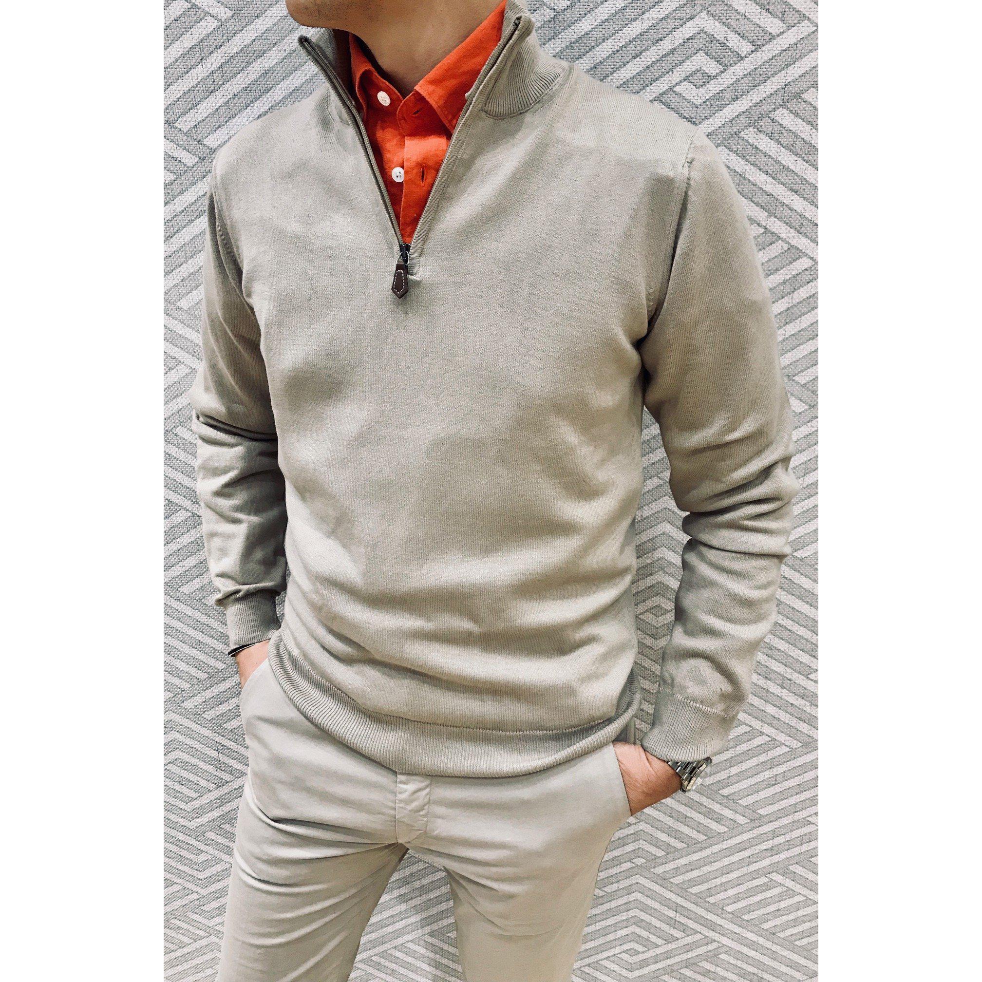 Pull John col zippé en coton avec coudières-PULL HOMME-Curling-Paris