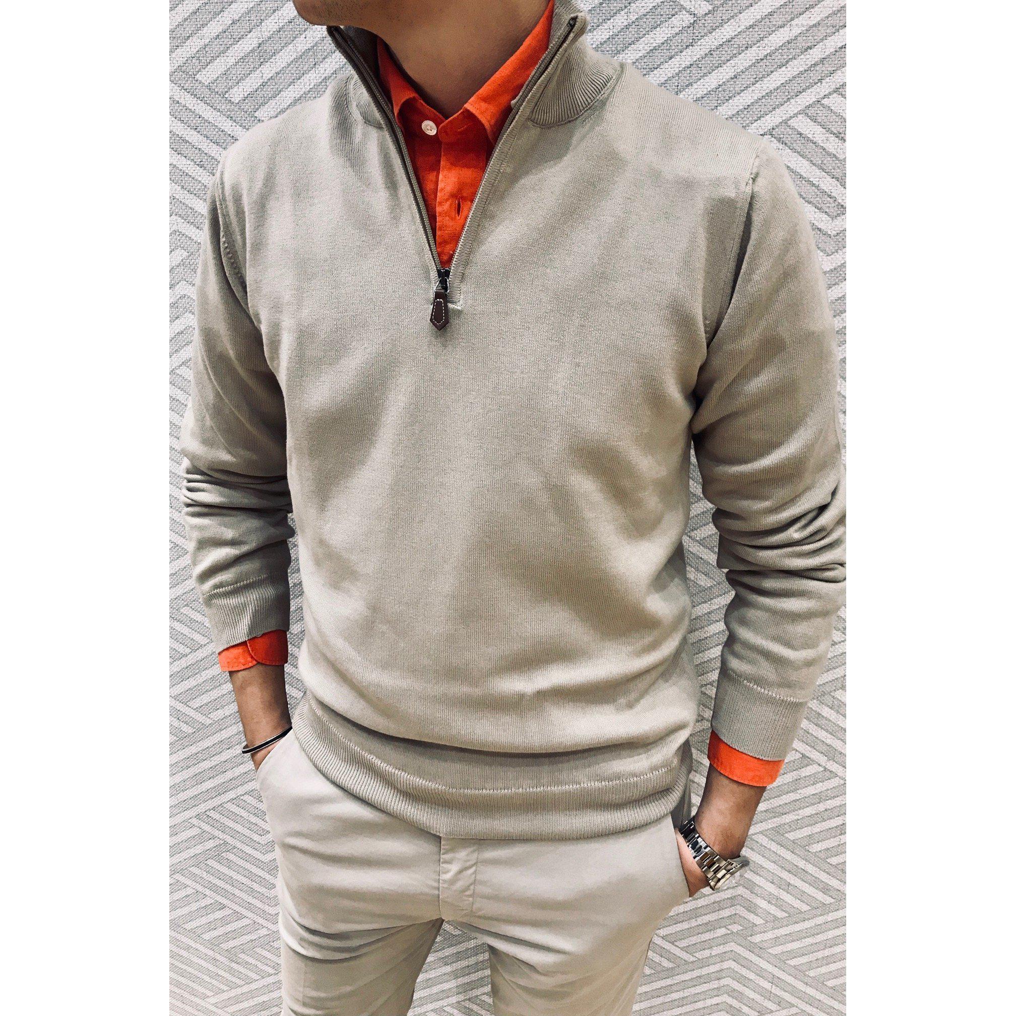 Pull John col zippé en coton avec coudières-PULL HOMME-Curling-Paris