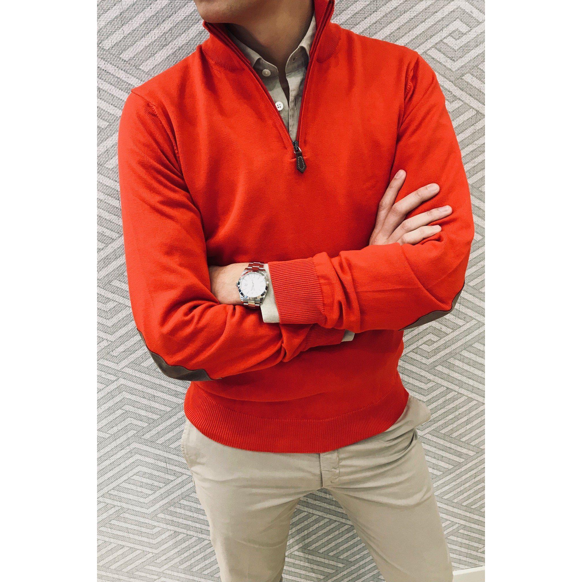 Pull John col zippé en coton avec coudières-PULL HOMME-Curling-Paris