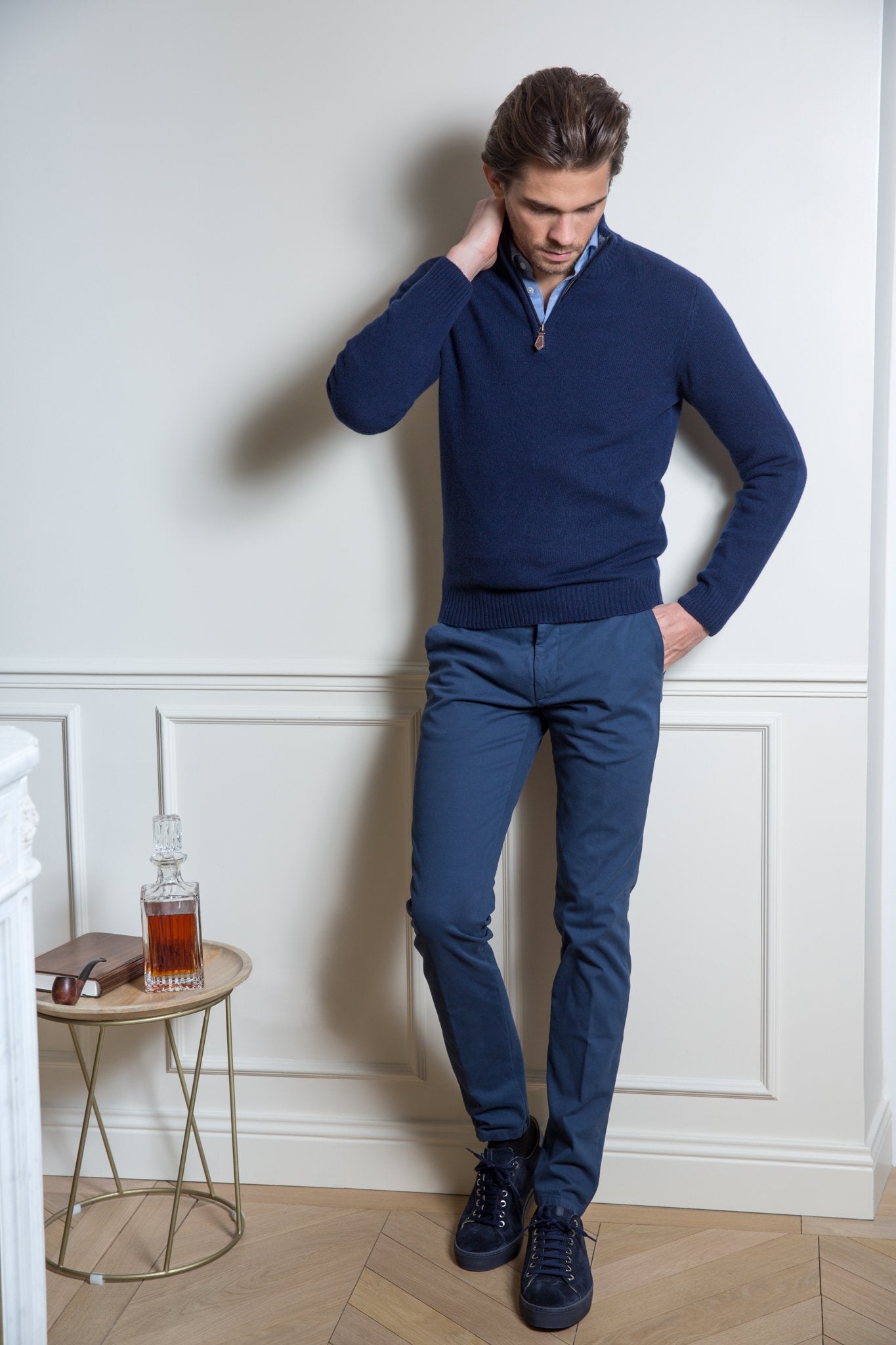 Pull Maxime en laine & cachemire - Marine-PULL HOMME-Curling-Paris