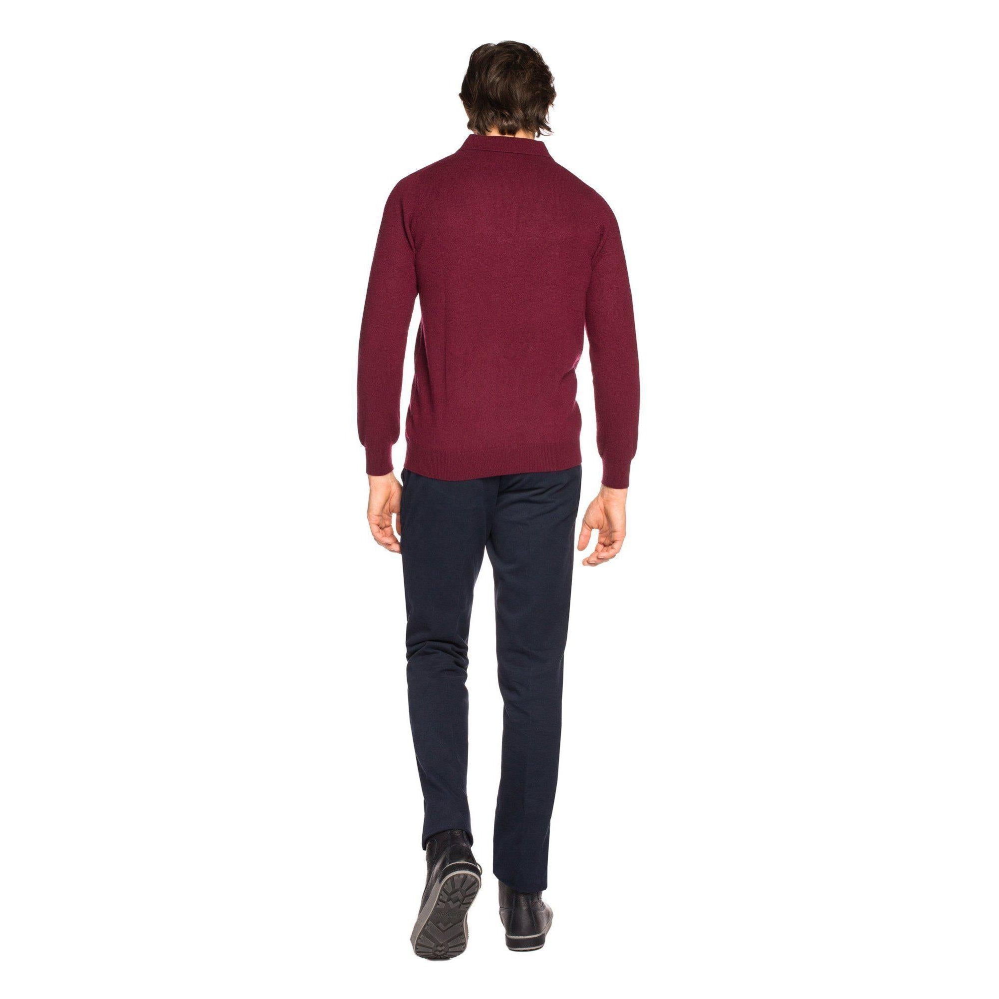 Pull col polo en cachemire- Pourpre-PULL HOMME-Curling-Paris