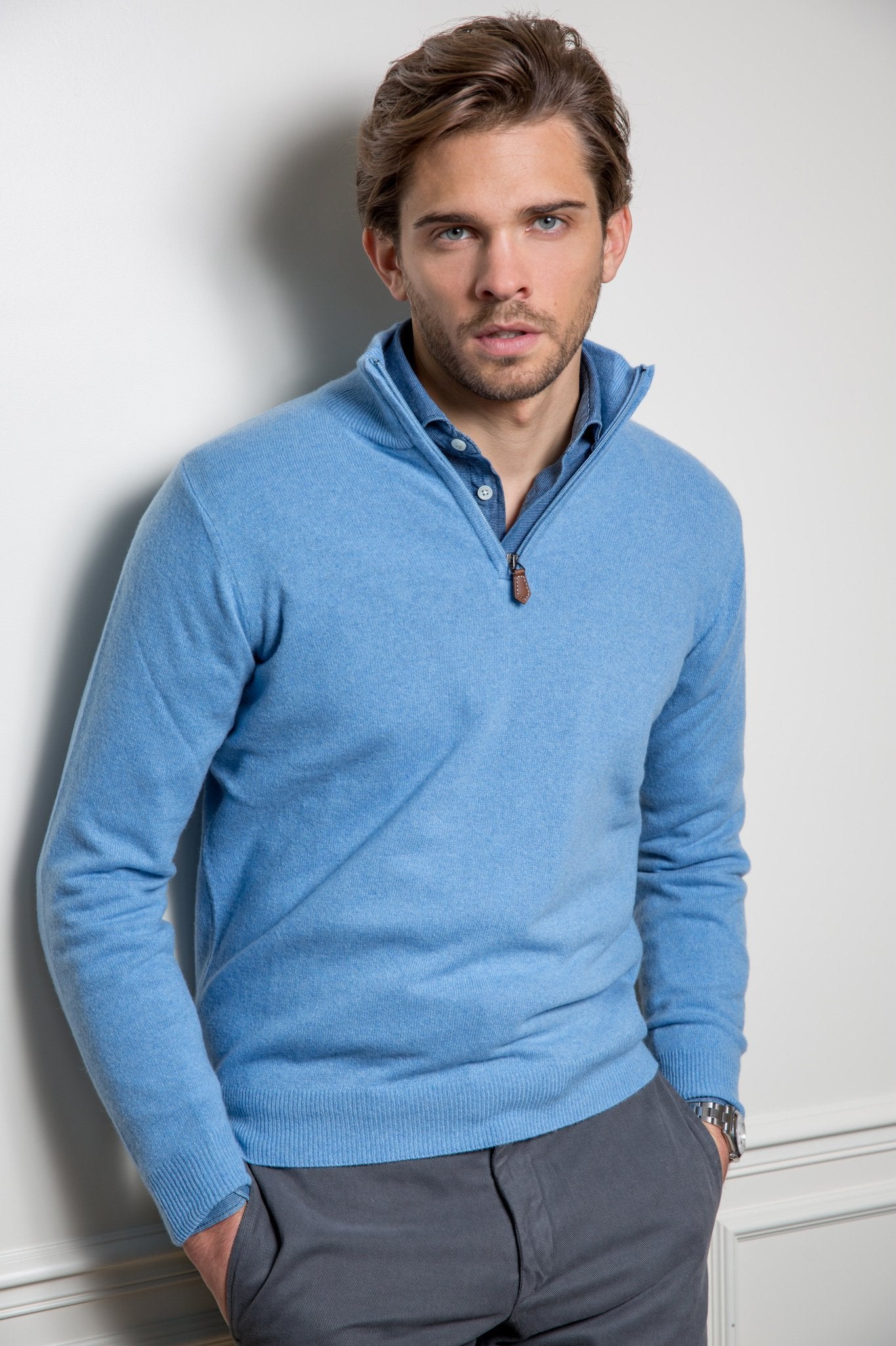 Pull col zippé Amar en cachemire-PULL HOMME-Curling-Paris