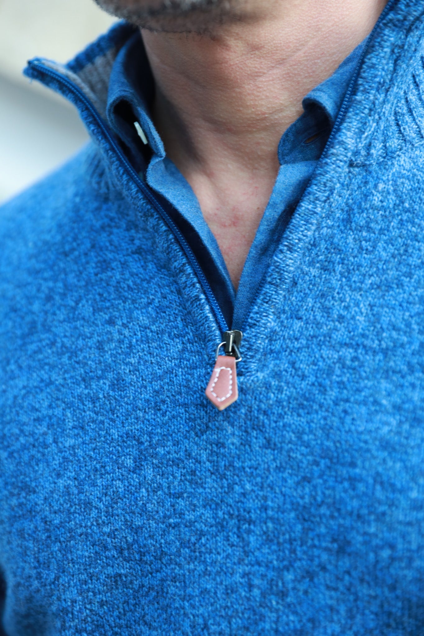 Pull col zippé Jude en Laine d’agneau - Bleu-PULL HOMME-Curling-Paris