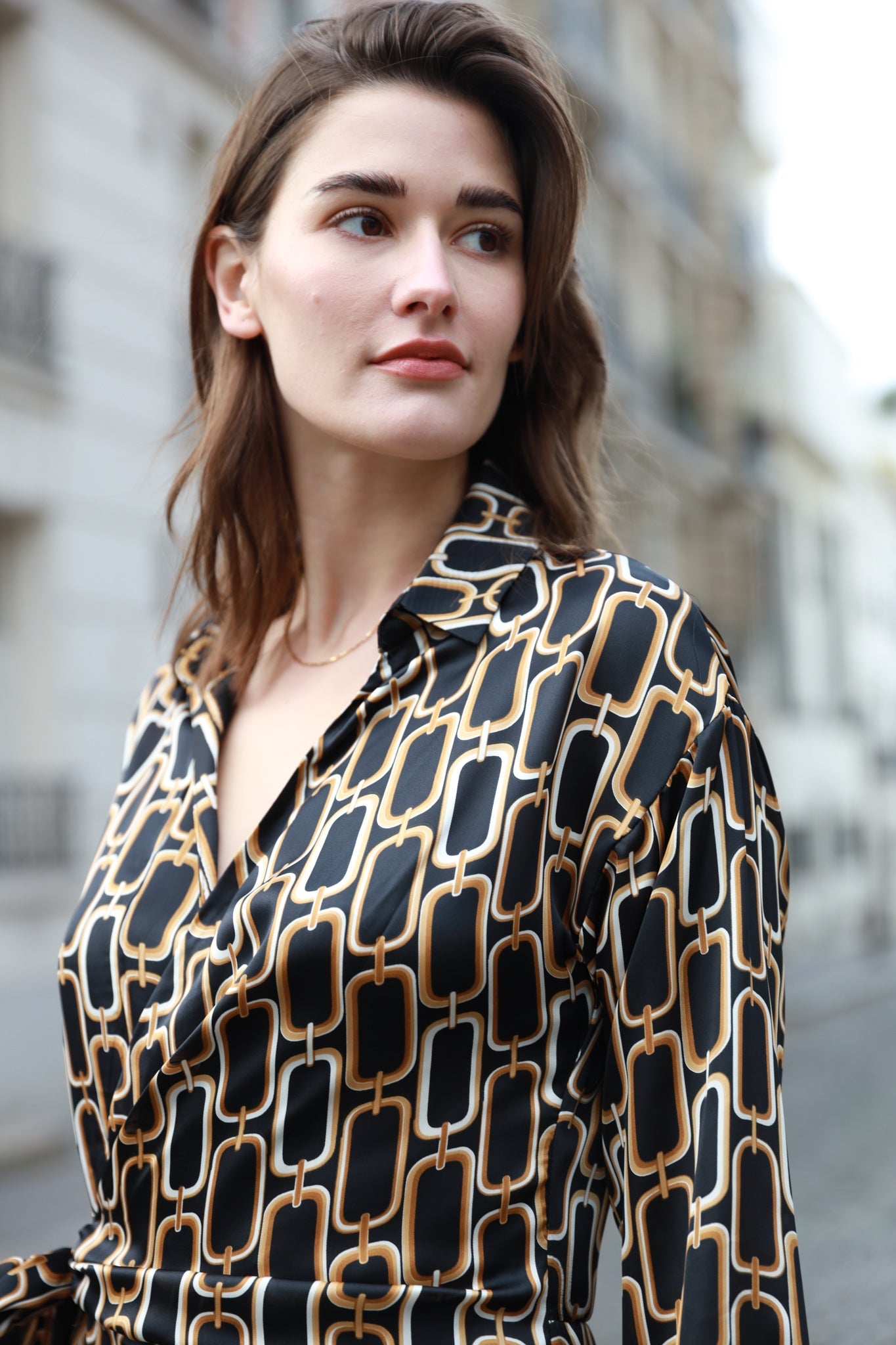 Robe Megane imprimée - Chaine Noir-ROBE FEMME-Curling-Paris