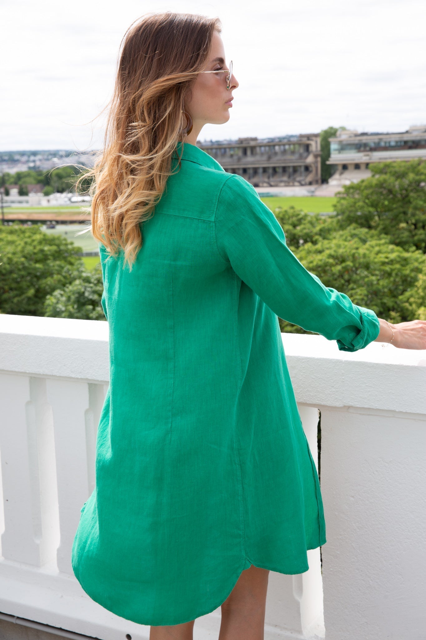 Robe en lin June - vert-ROBE FEMME-Curling-Paris