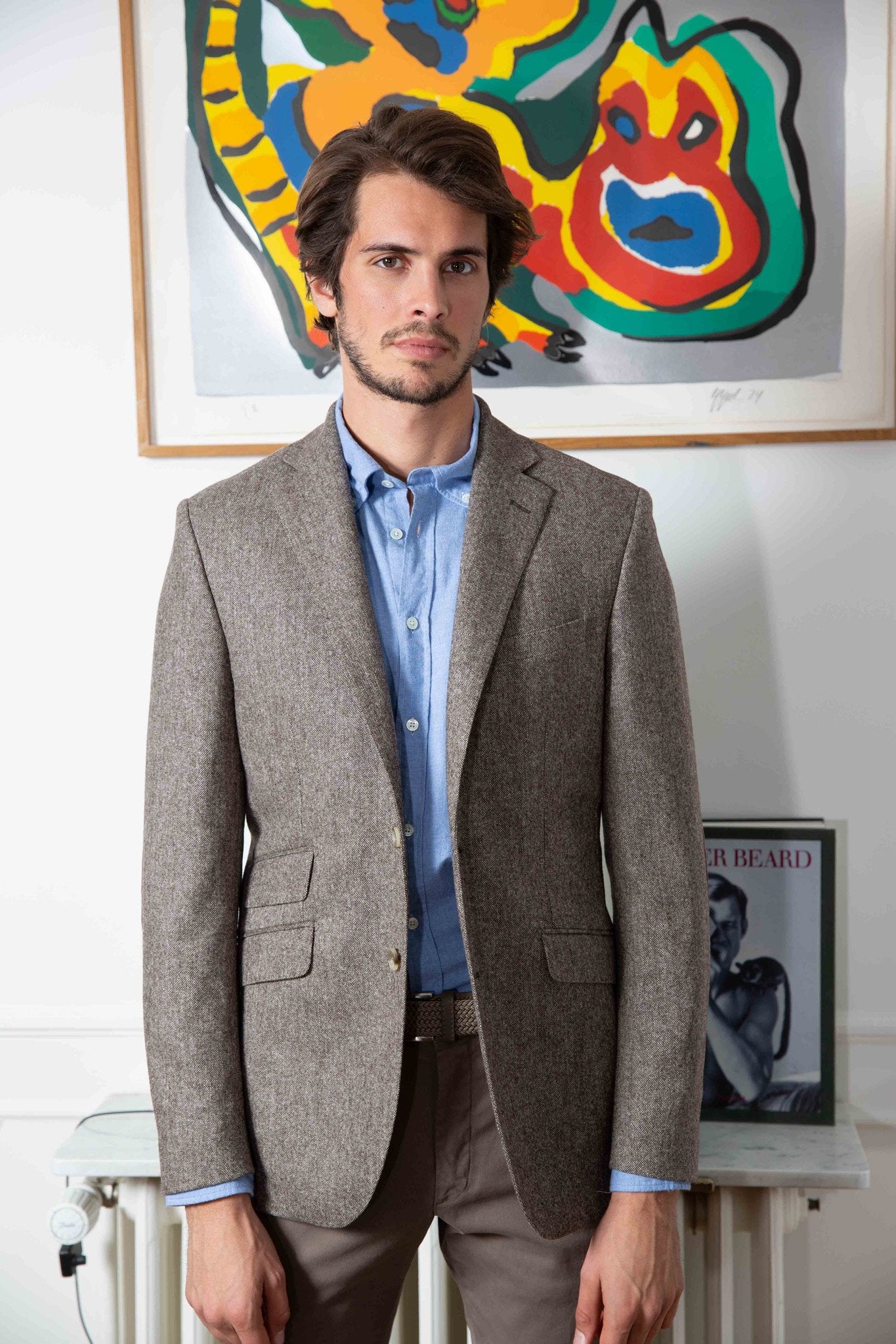 Veste Goal en tweed pure laine - Mushroom-VESTE BLAZER HOMME-Curling-Paris