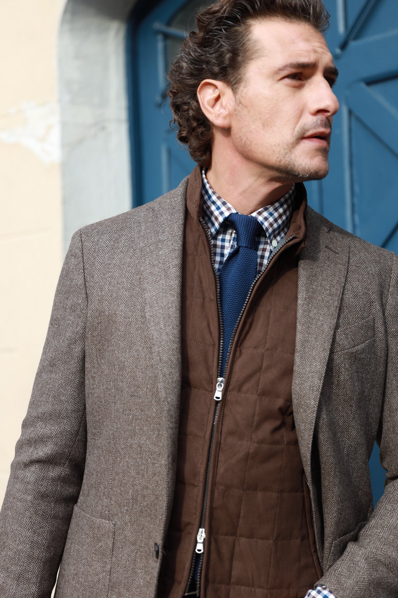 Veste Gostev en laine et cachemire - Marron-VESTE BLAZER HOMME-Curling-Paris