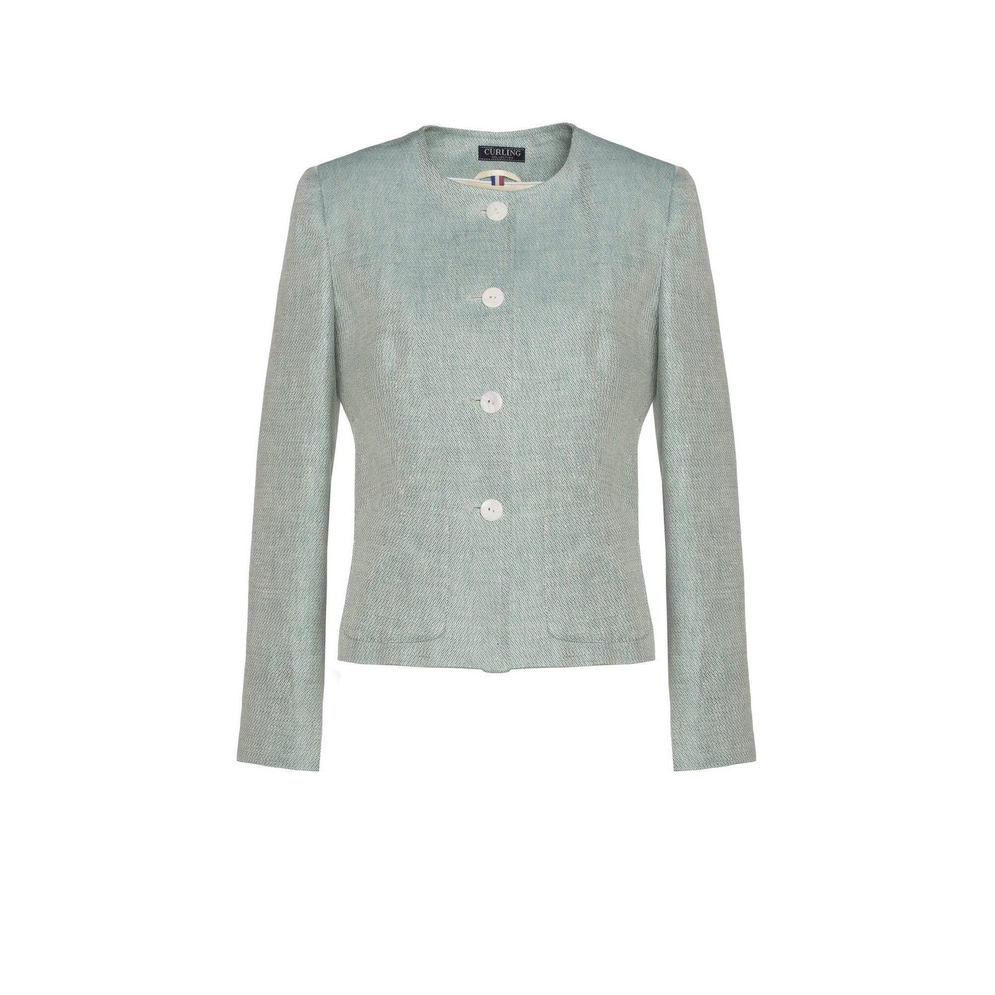 Veste Karel en lin - turquoise-VESTE BLAZER FEMME-Curling-Paris