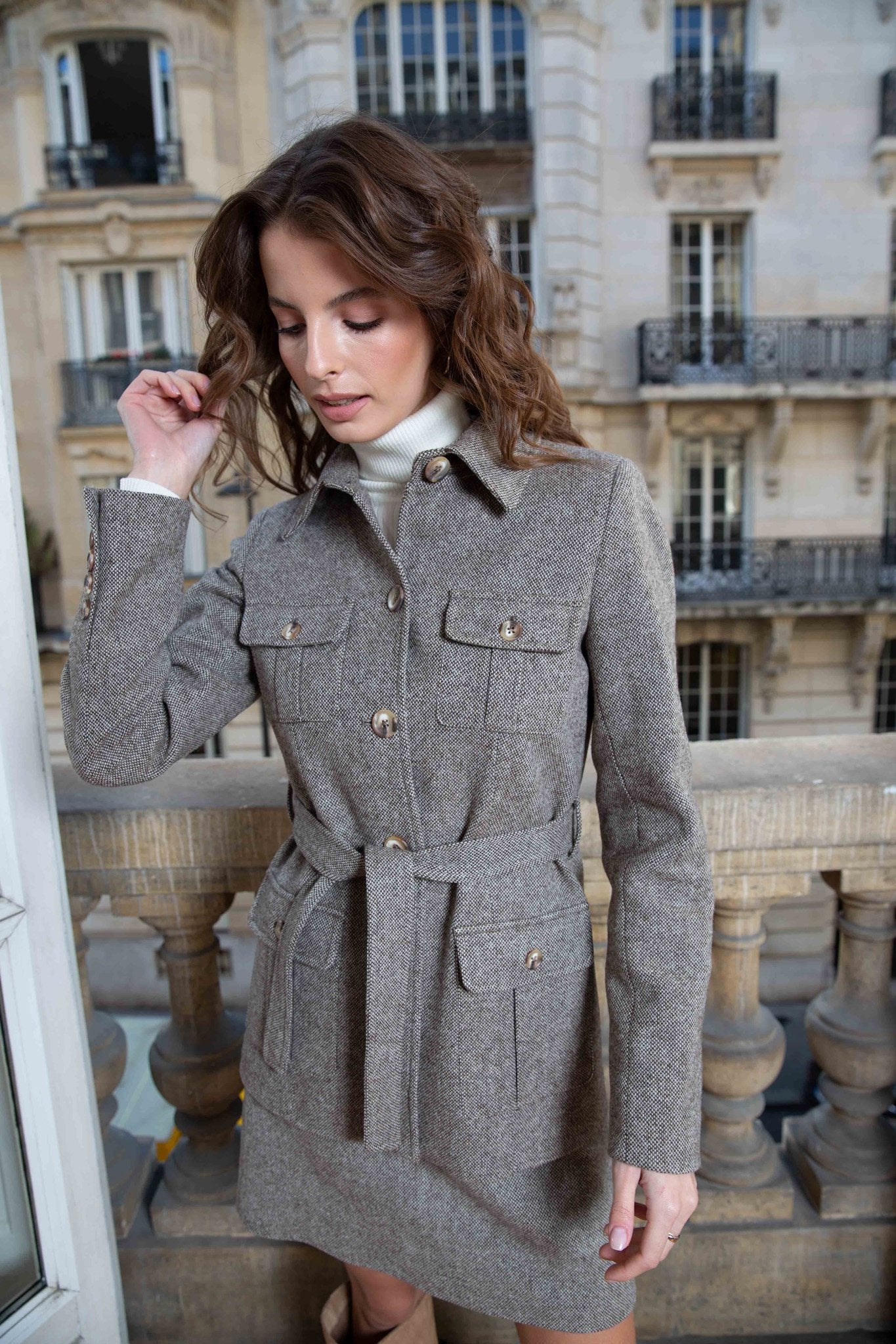 Veste Sahari en Laine - Marron-VESTE BLAZER FEMME-Curling-Paris