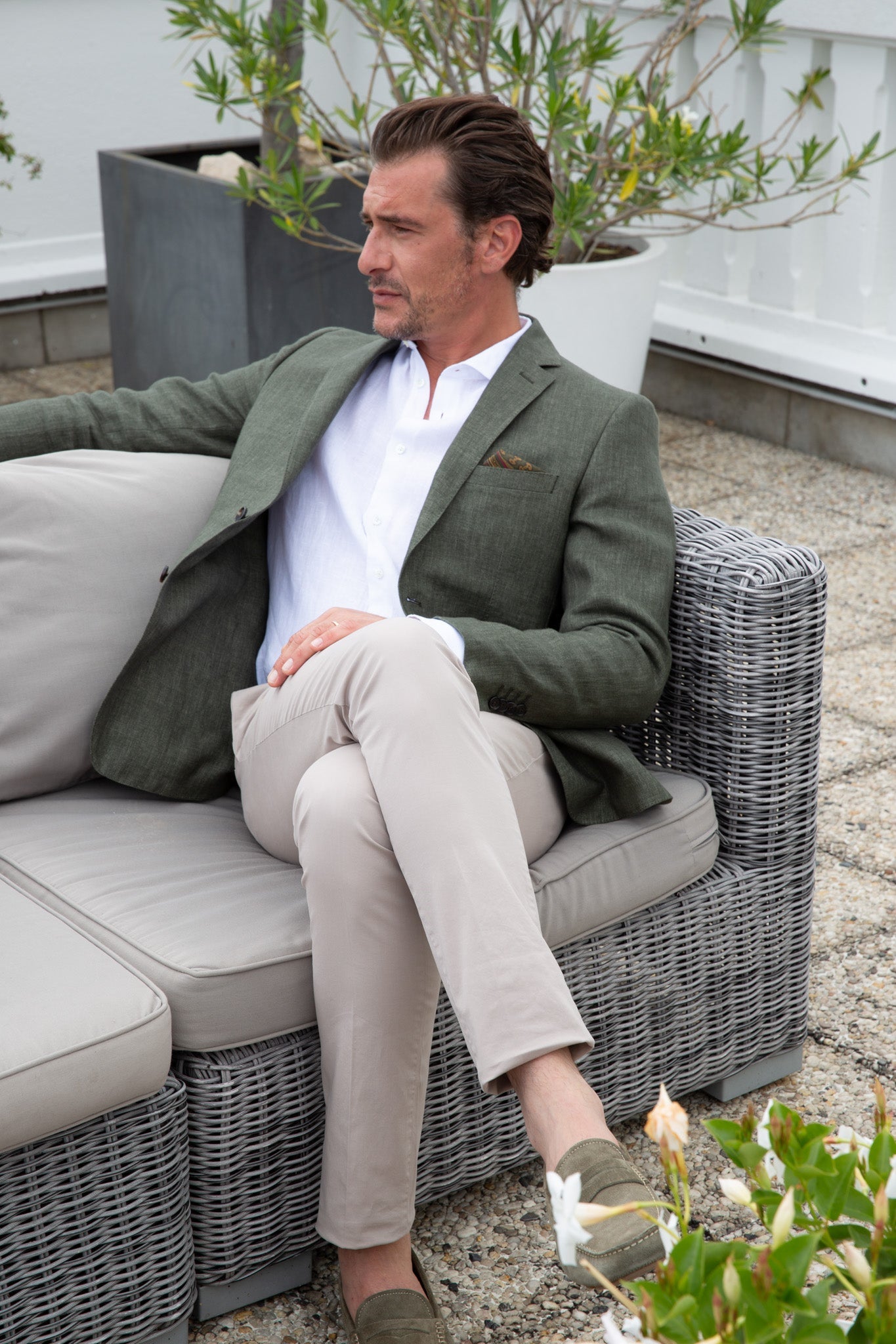 Veste Steven en lin Solbiati - Kaki-VESTE BLAZER HOMME-Curling-Paris
