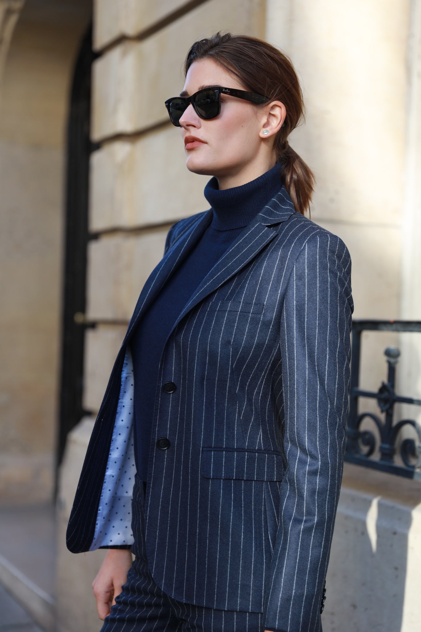 Veste Vesnove en flanelle - Rayure Marine-VESTE BLAZER FEMME-Curling-Paris