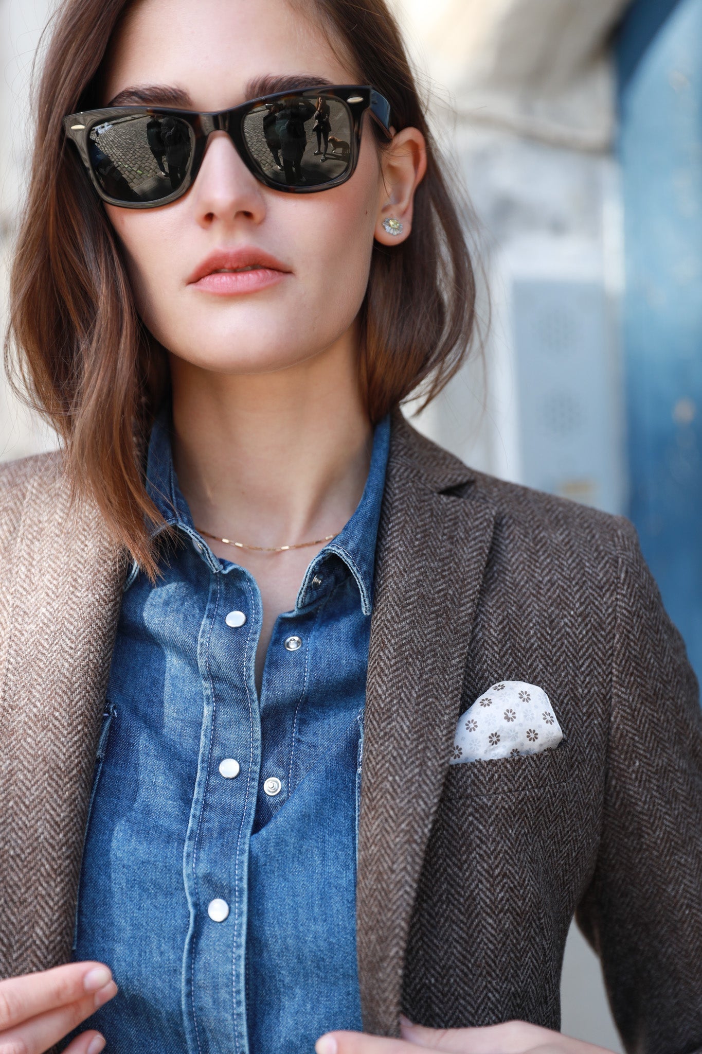 Veste Vesnove en laine à chevron - Marron-VESTE BLAZER FEMME-Curling-Paris