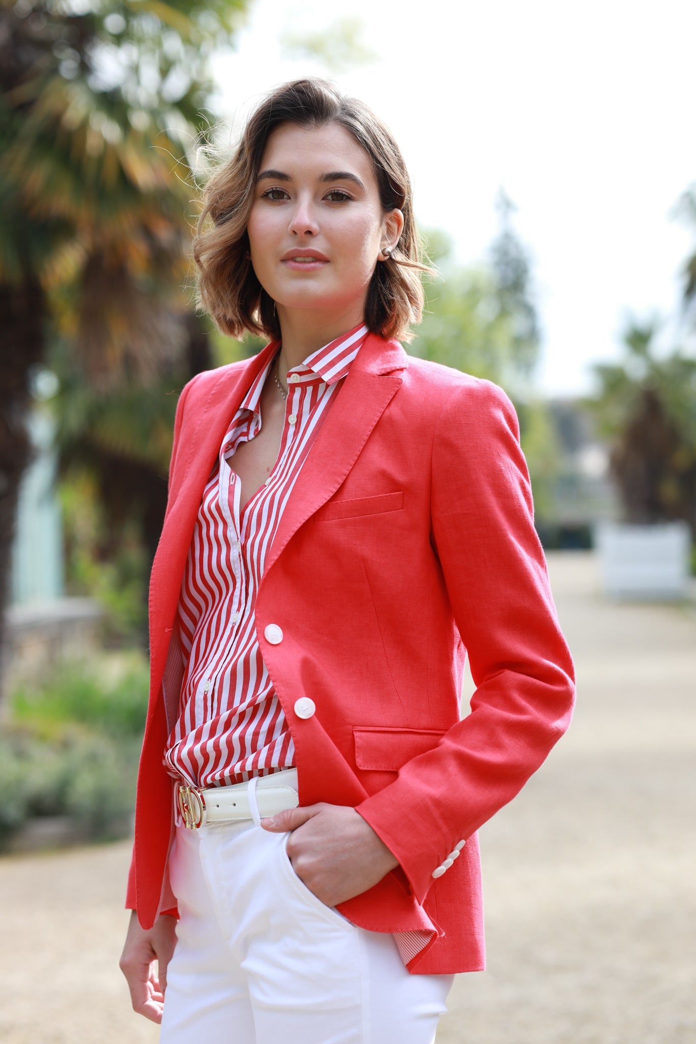 Veste Vesnove en lin - Rouge-VESTE BLAZER FEMME-Curling-Paris