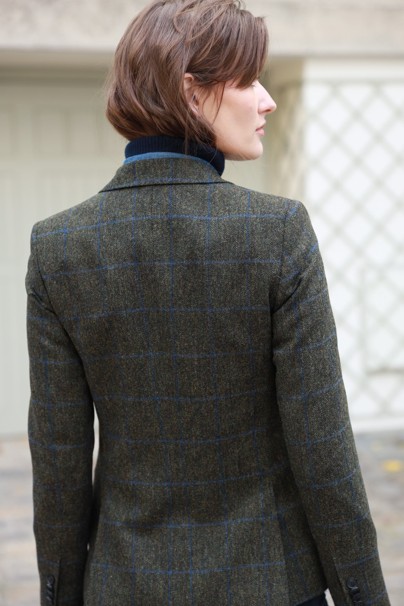 Veste Victoire en laine - Carreaux kaki-VESTE BLAZER FEMME-Curling-Paris
