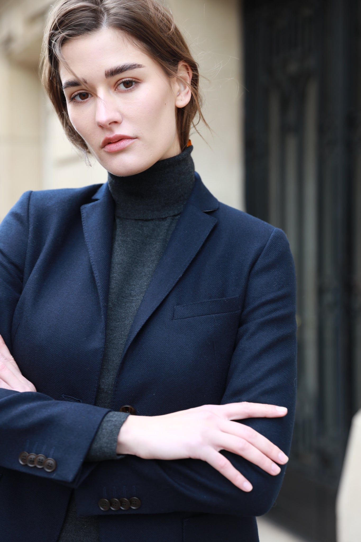 Veste Blazer Femme D hiver En Laine Vierge Marine Curling Paris veste-blazer-femme-d-hiver-en-laine-vierge-marine-curling-paris