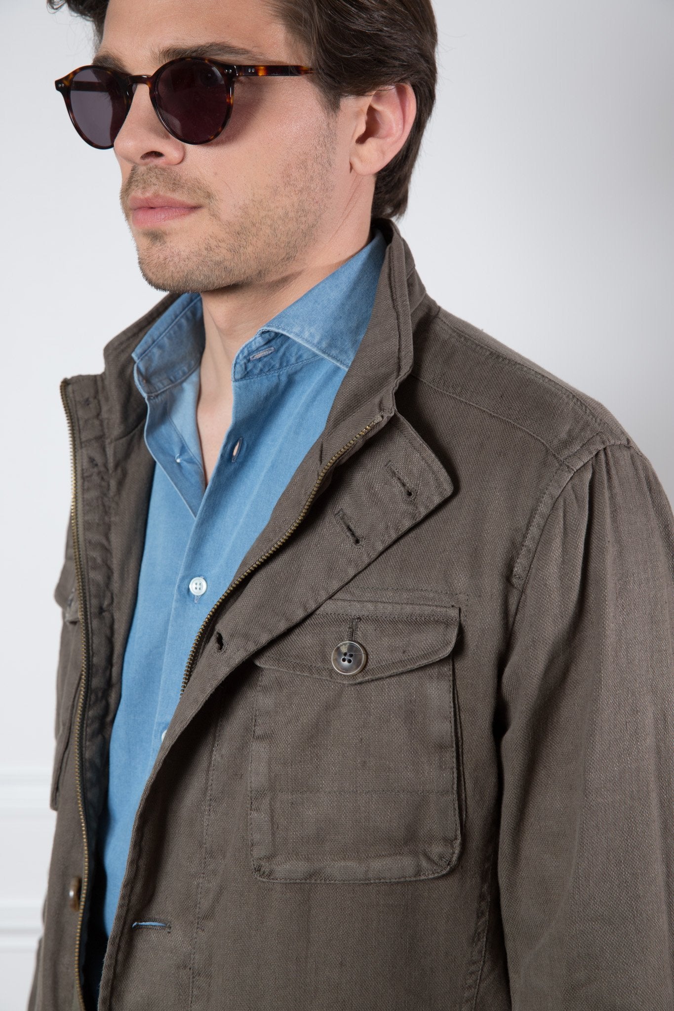 Veste saharienne Milo en coton et lin-VESTE BLAZER HOMME-Curling-Paris