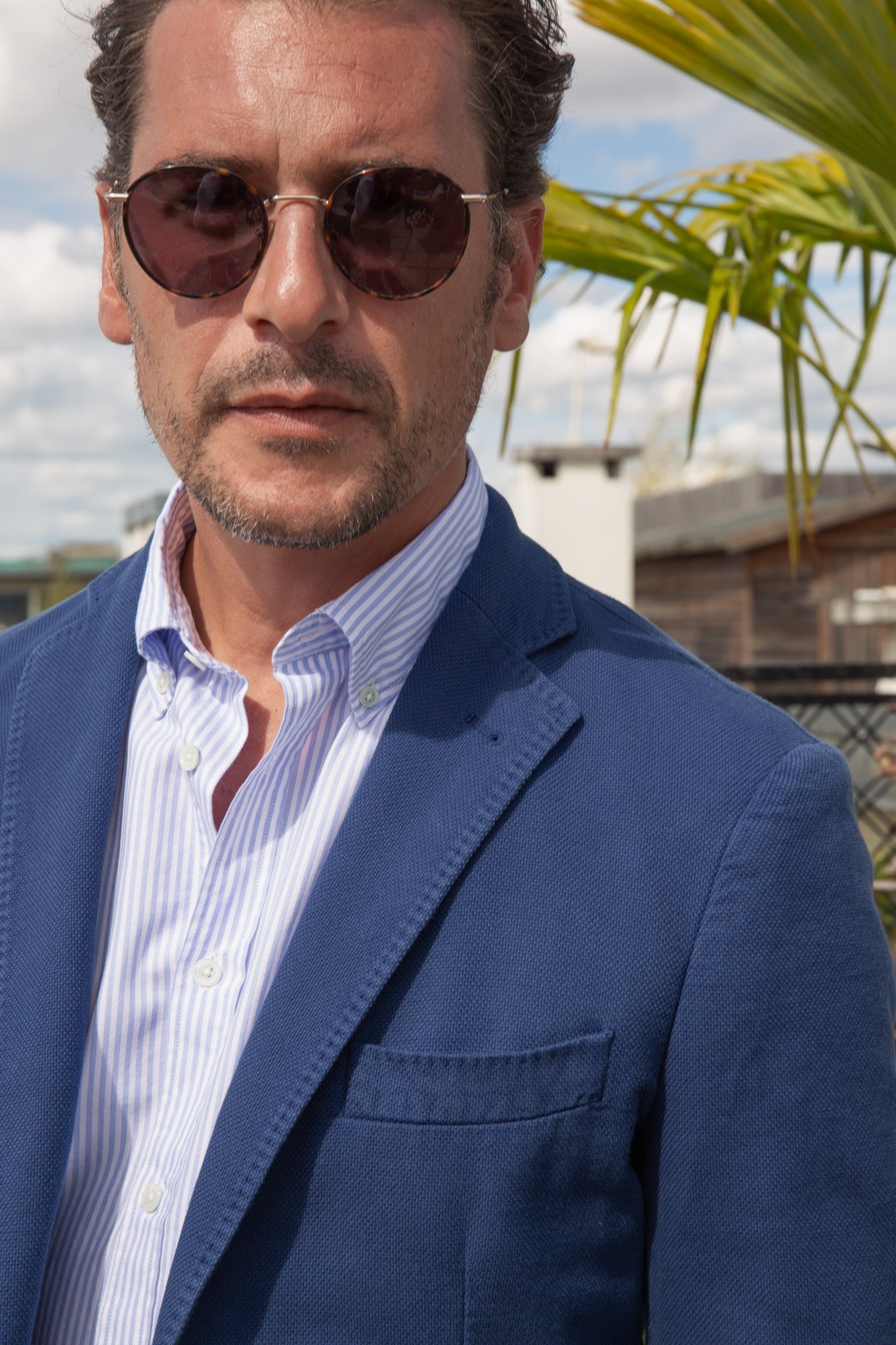Veste souple Ralph en coton Di Sondrio - Indigo-VESTE BLAZER HOMME-Curling-Paris