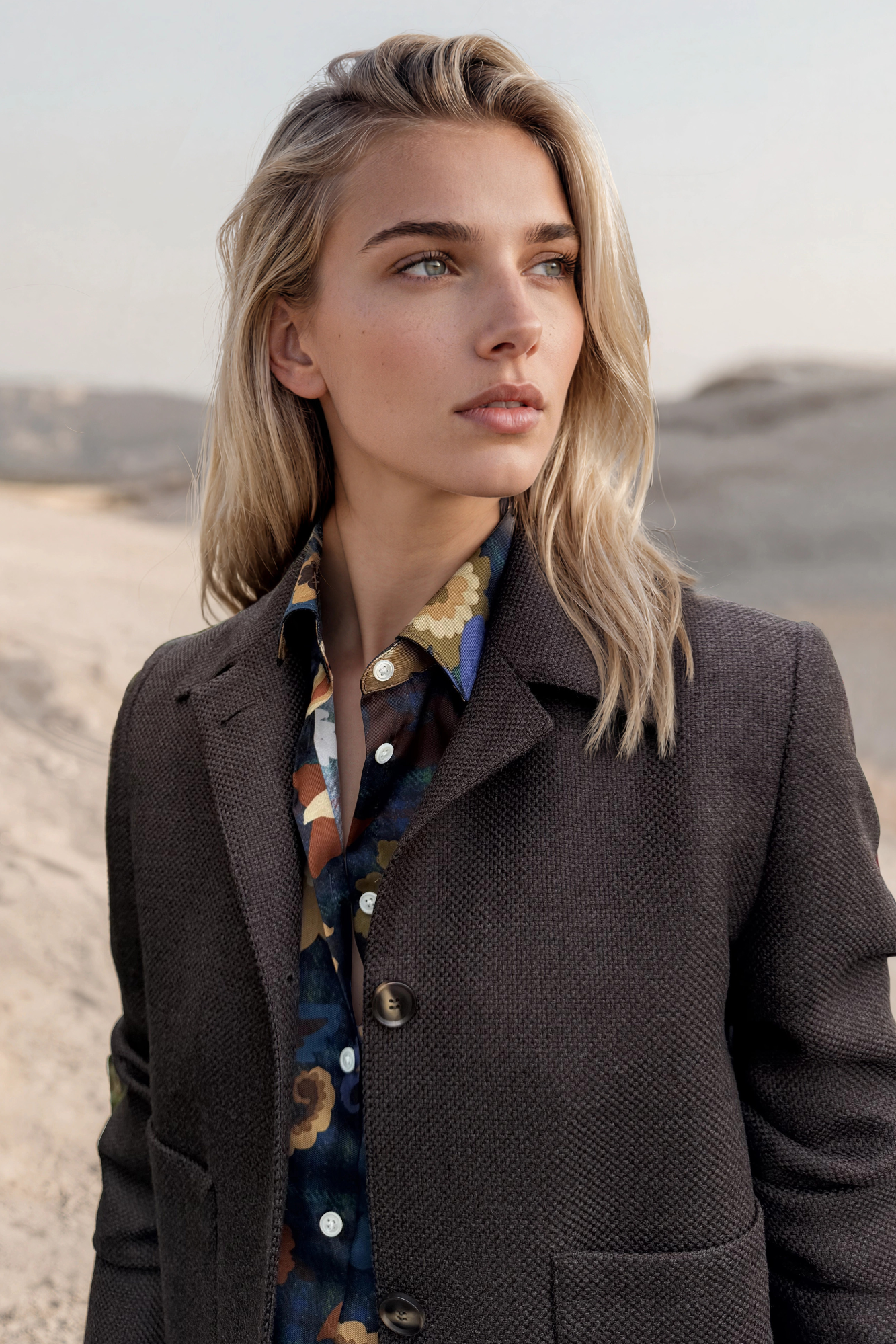 Veste Ysee en laine vierge nattée - Marron