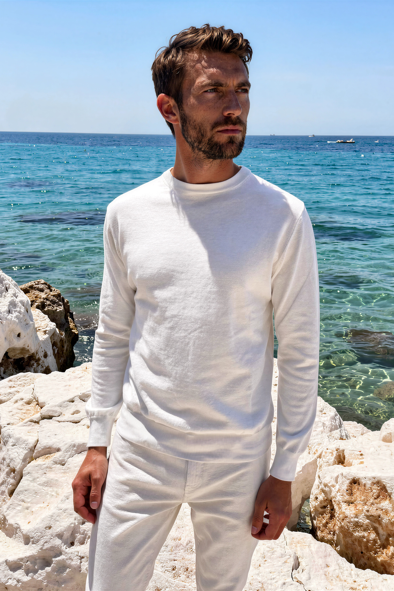 Gege Round Neck Cotton Jumper - Ecru