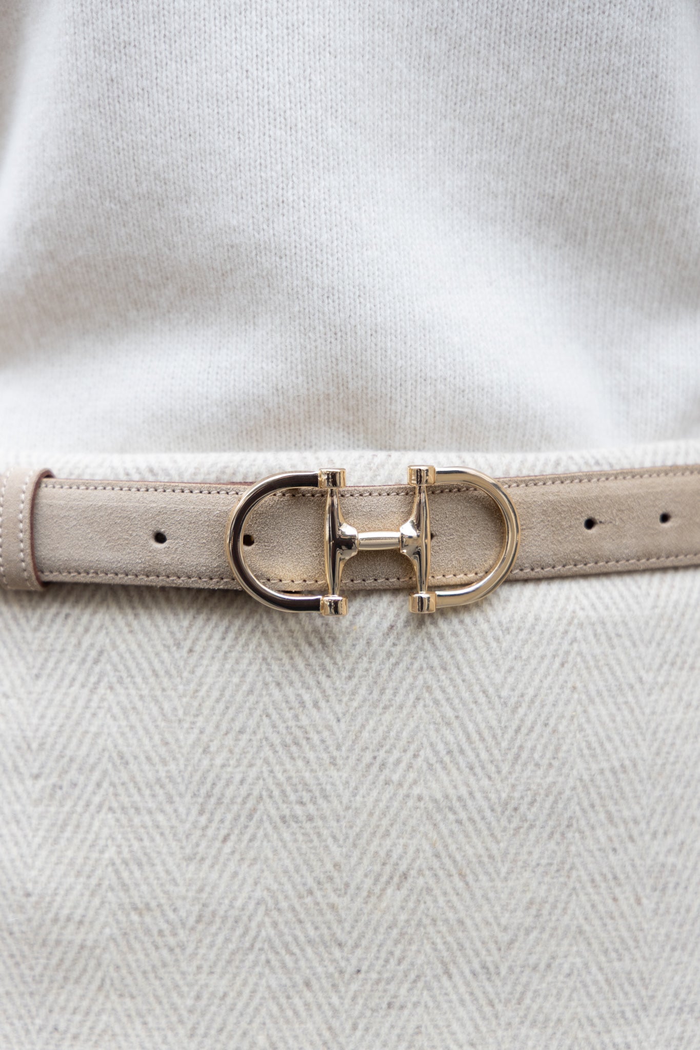Ceinture Ambre en veau velours - Capuccino