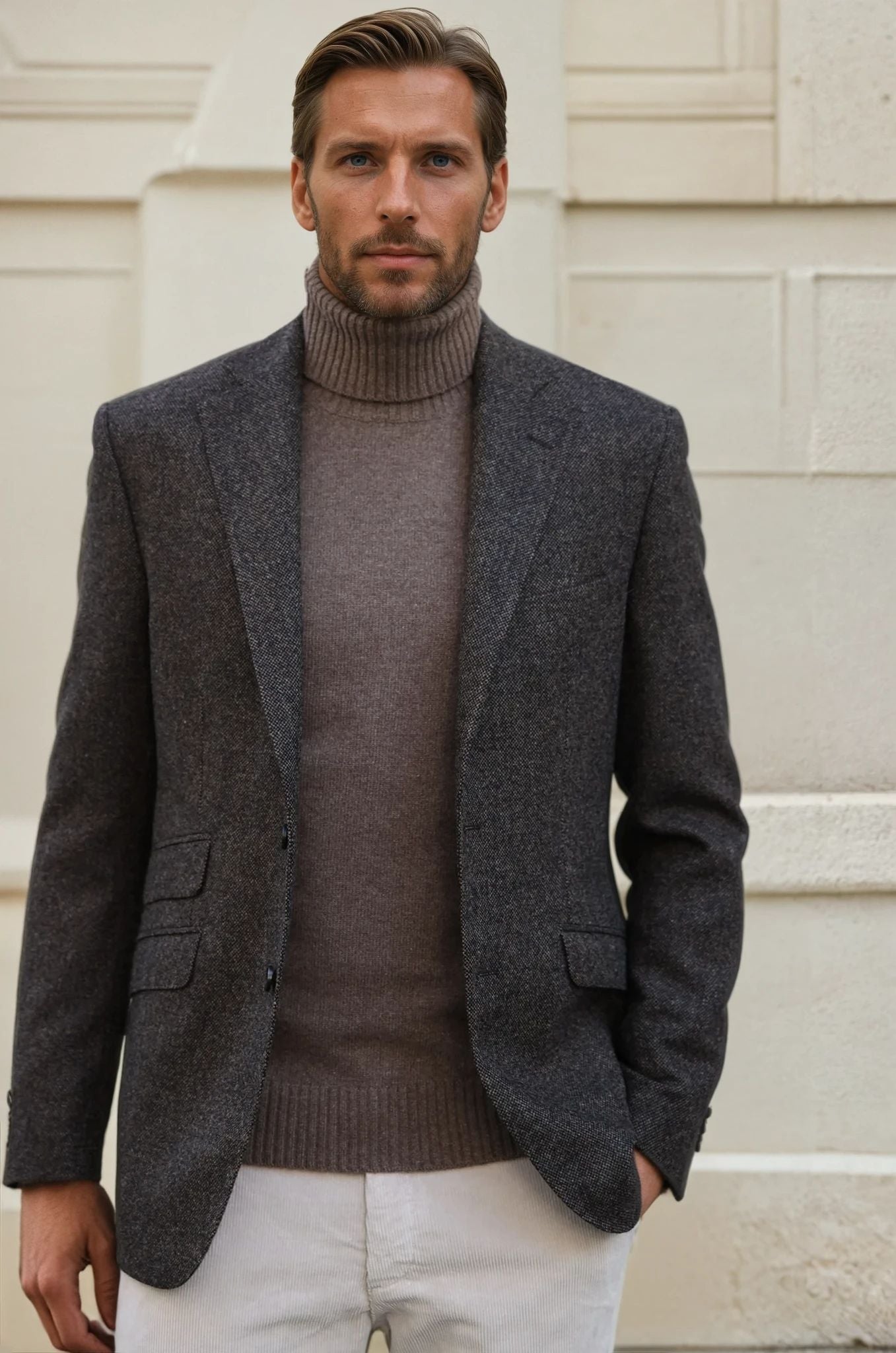 Veste Goal en laine et cachemire - Tweed marron