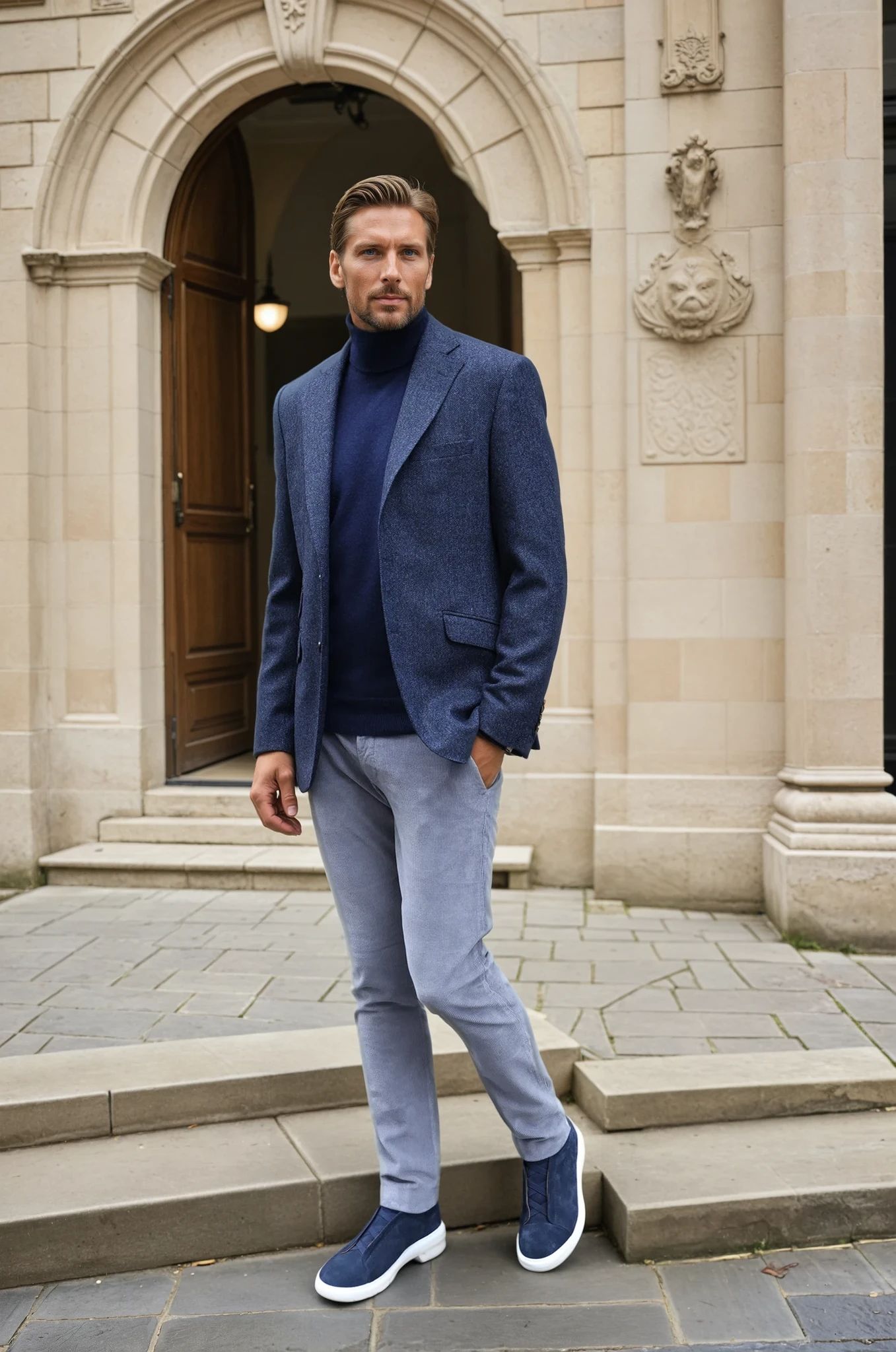 Veste Goal en laine et cachemire - Tweed jeans