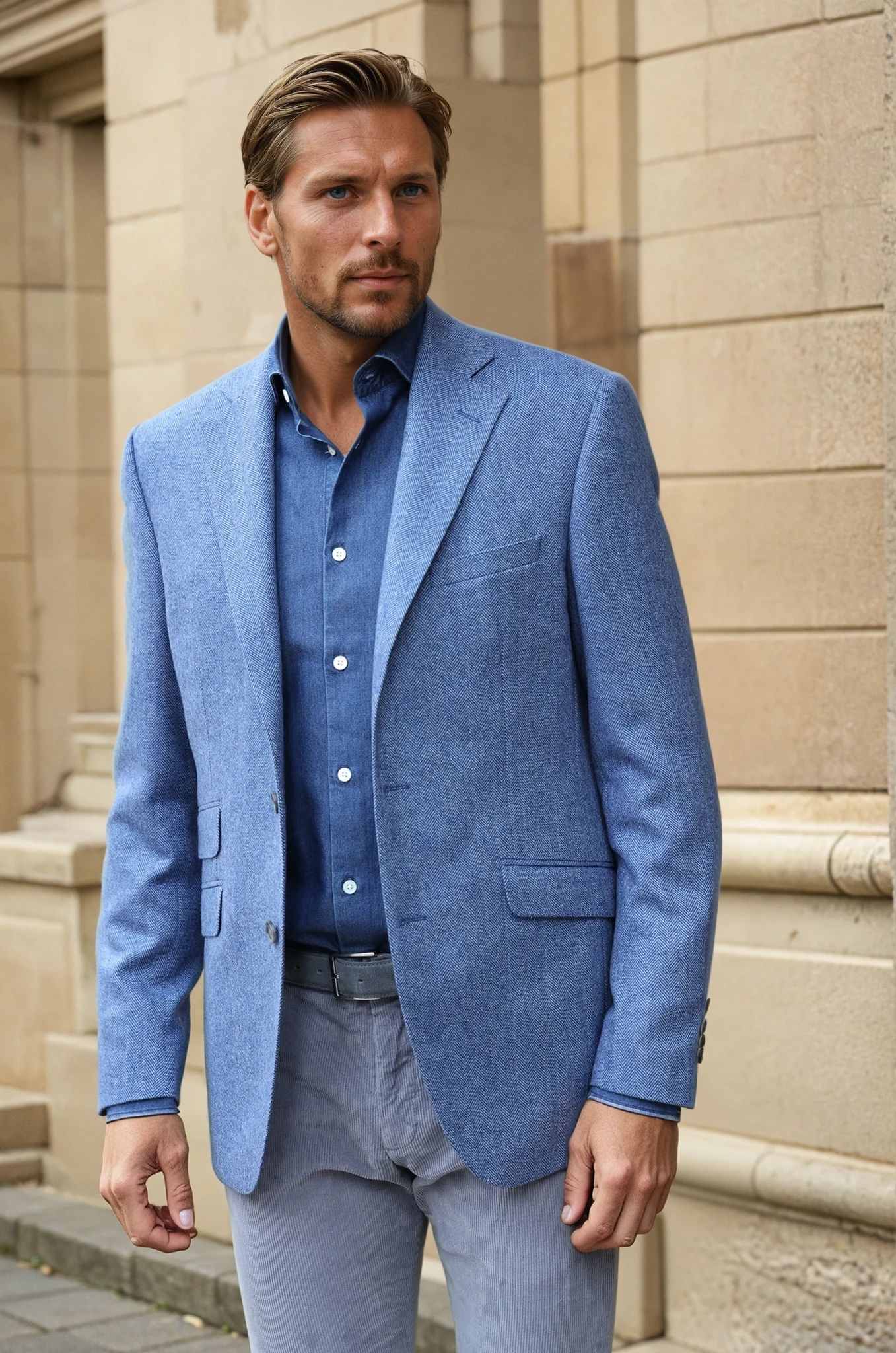 Veste Goal en laine - Chevron bleu