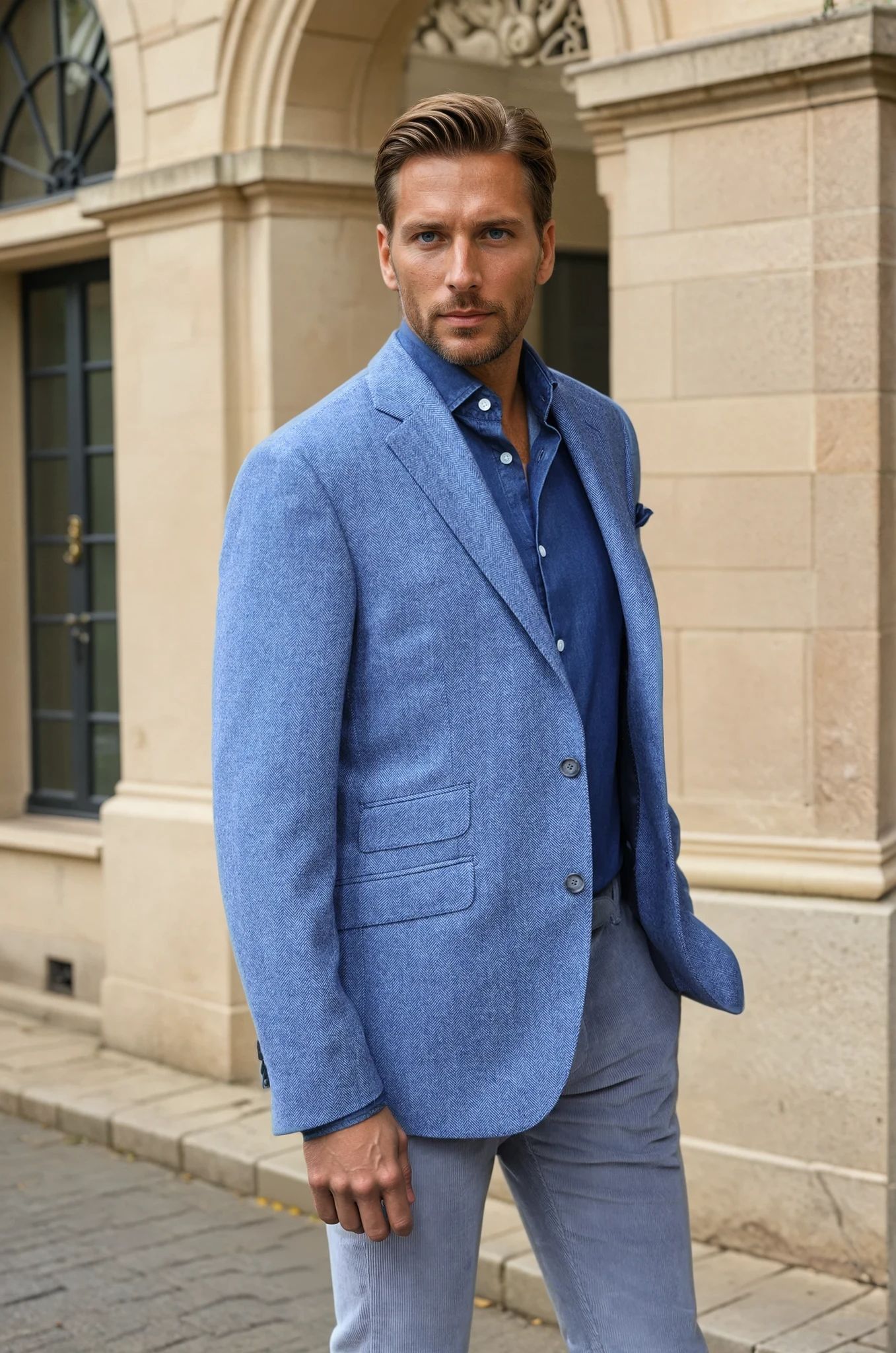 Veste Goal en laine - Chevron bleu