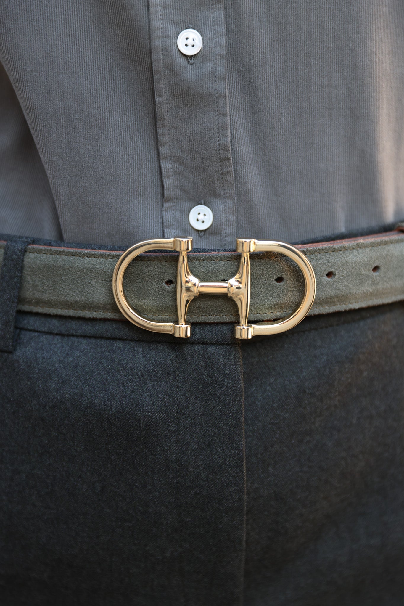 Ambre belt in suede calfskin - Khaki