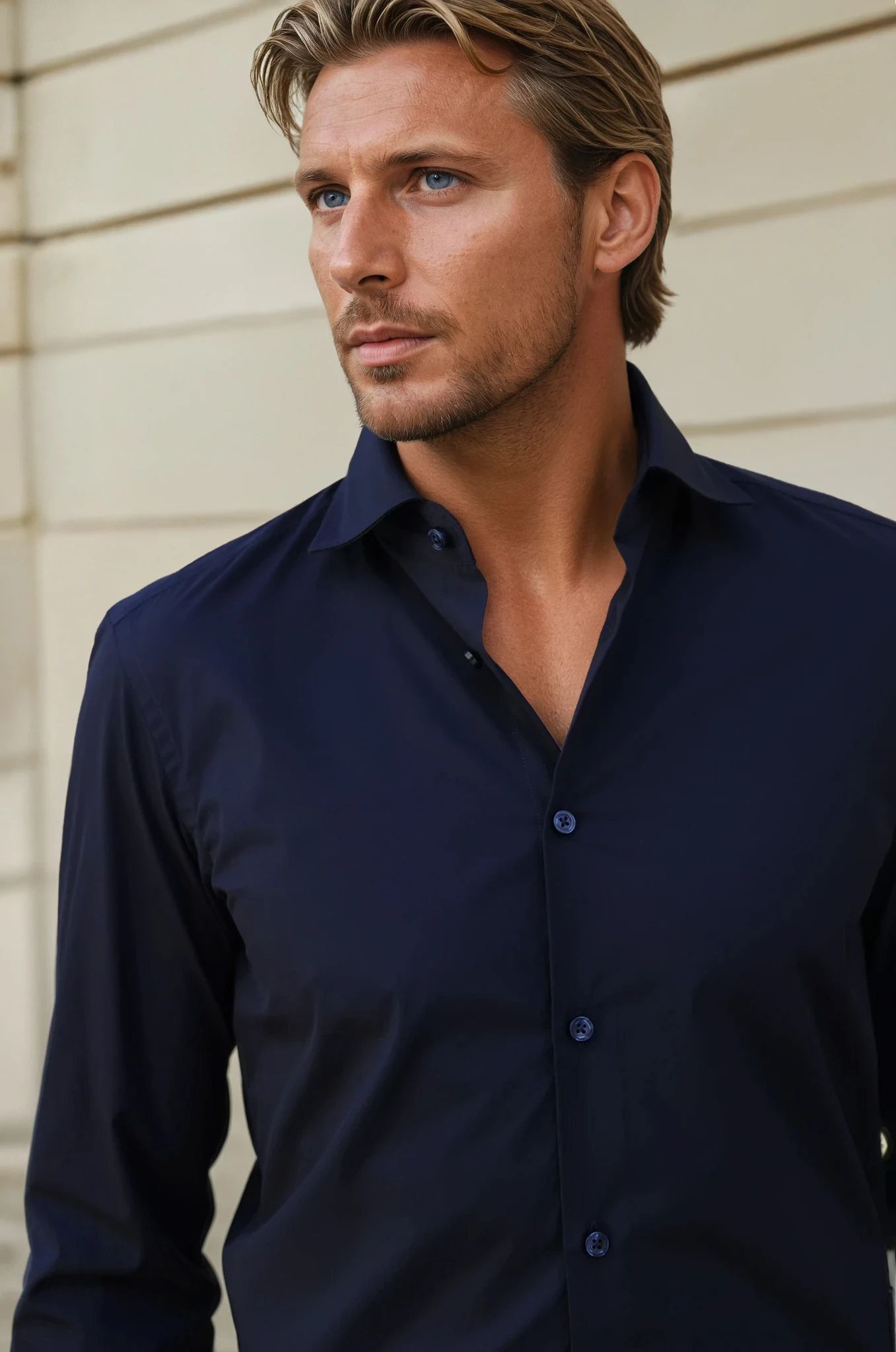 Chemise Gio col italien - Marine
