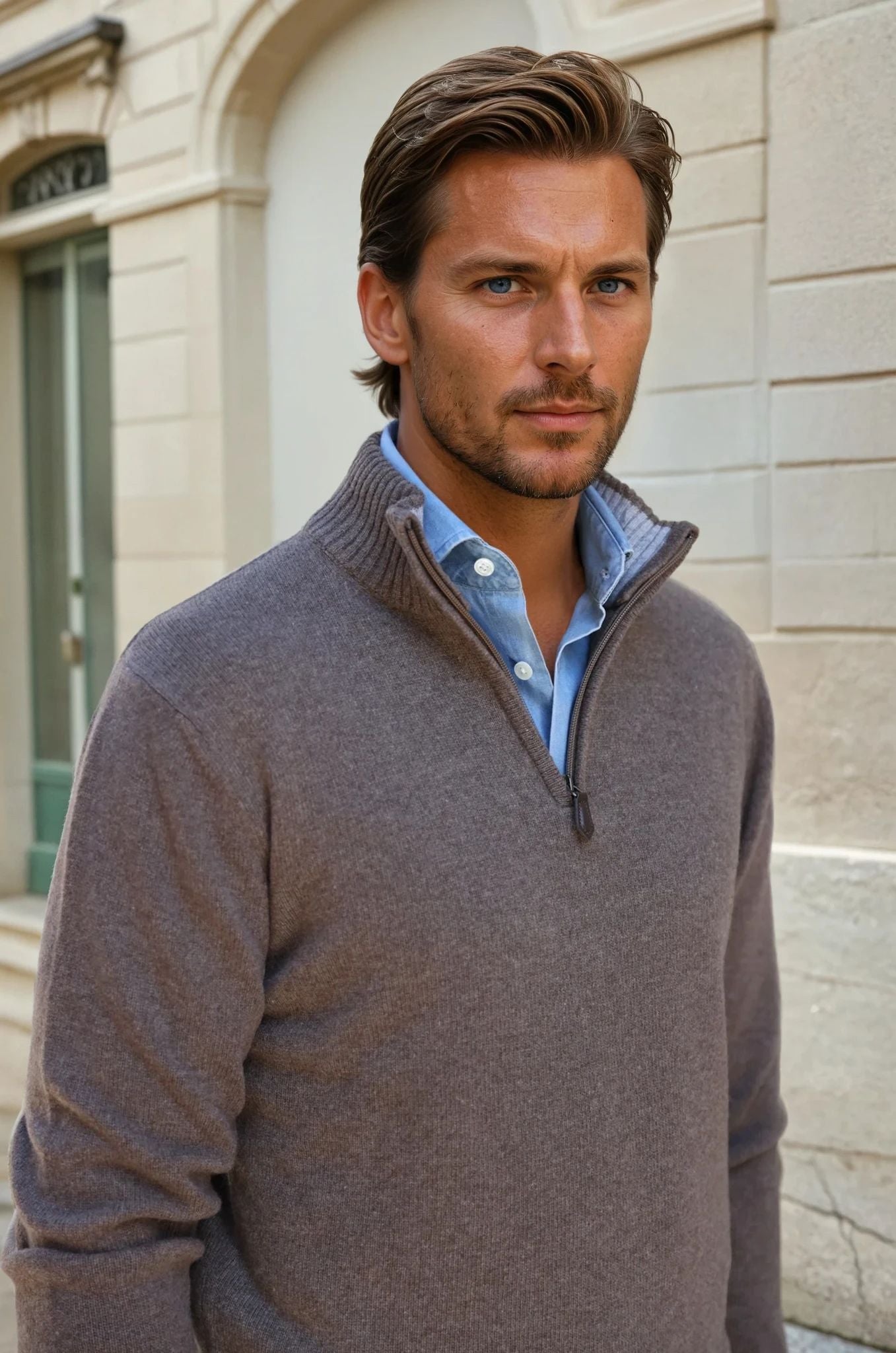 Pull Maxime en laine & cachemire - Taupe