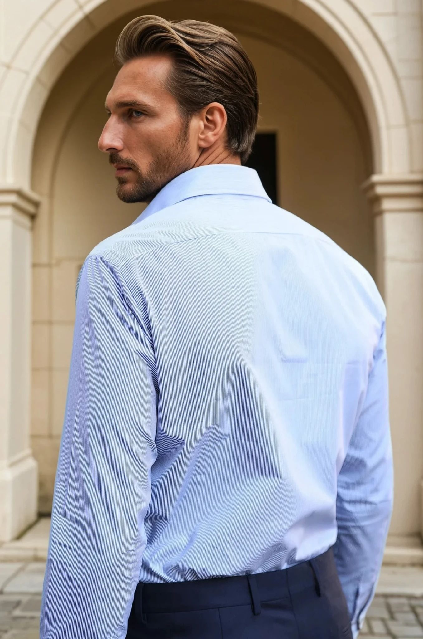Gio striped cotton shirt - Navy