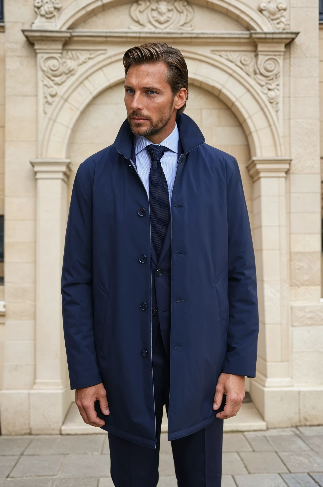 Stanley Reversible Raincoat - Navy / Grey