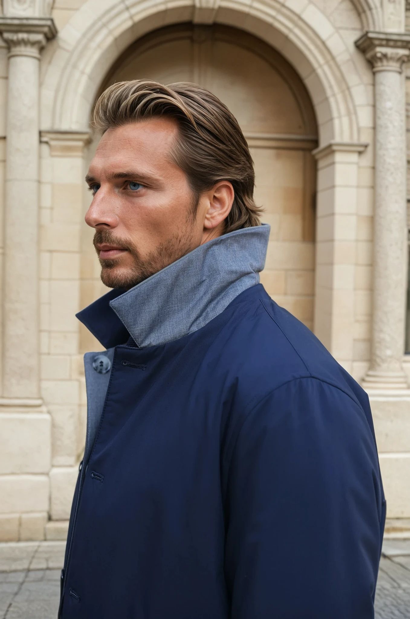 Stanley Reversible Raincoat - Navy / Grey